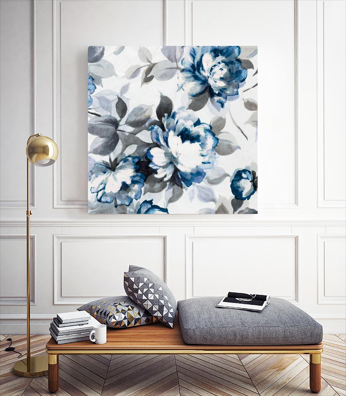 Scent of Roses Indigo II by Portfolio on GIANT ART - blue floral