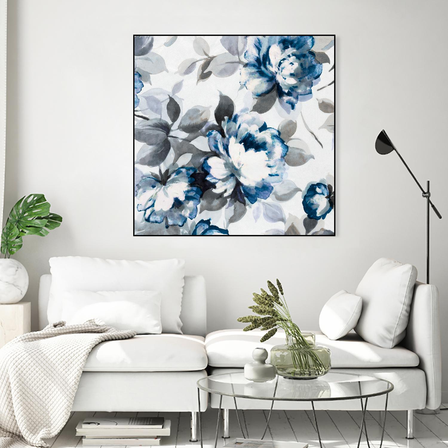 Scent of Roses Indigo II by Portfolio on GIANT ART - grey floral