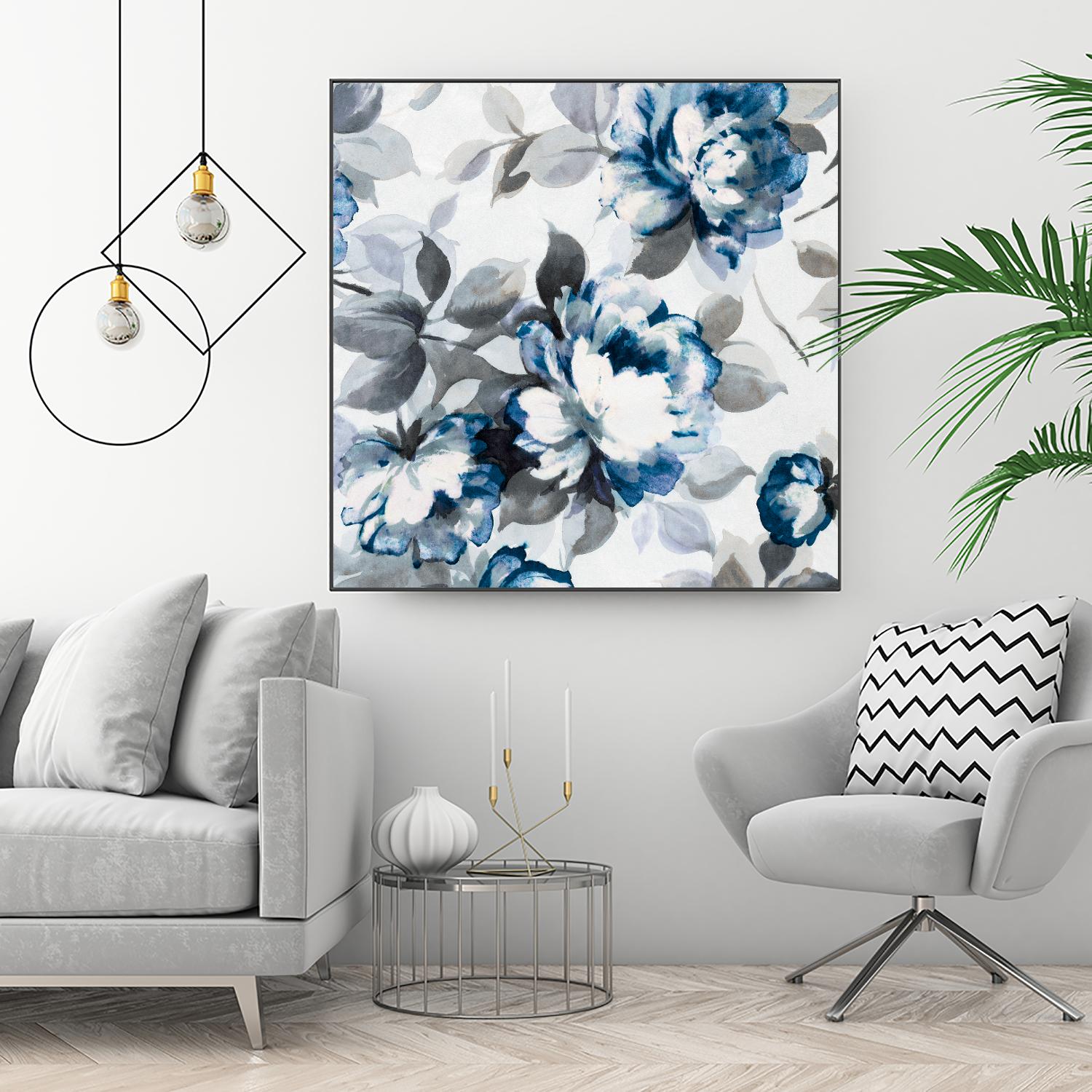 Scent of Roses Indigo II by Portfolio on GIANT ART - grey floral