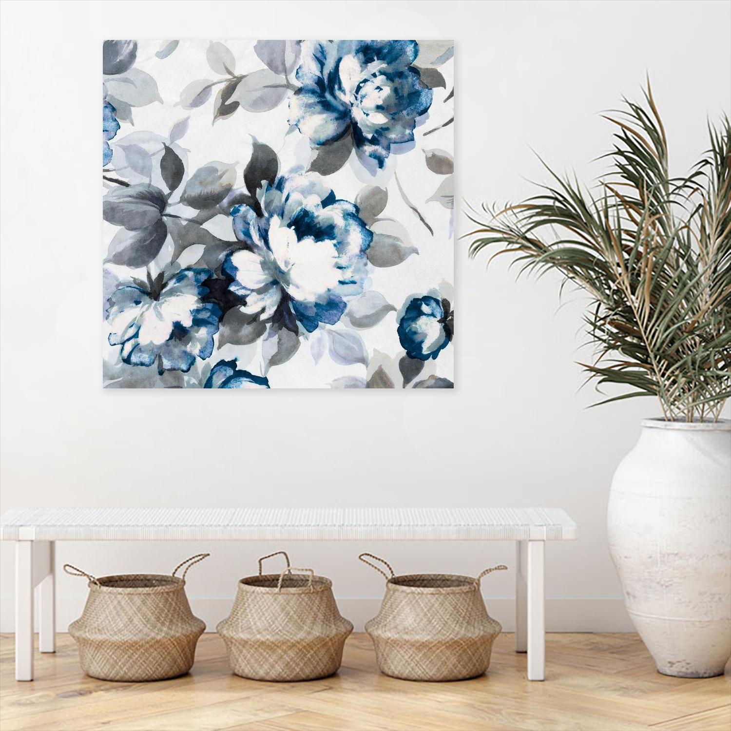 Scent of Roses Indigo II by Portfolio on GIANT ART - blue floral