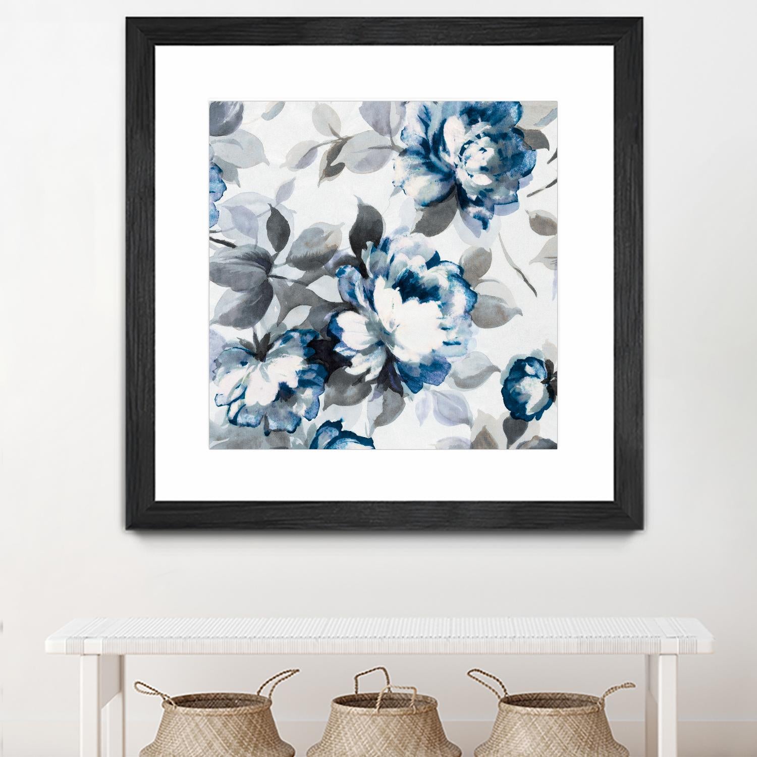 Scent of Roses Indigo II by Portfolio on GIANT ART - grey floral