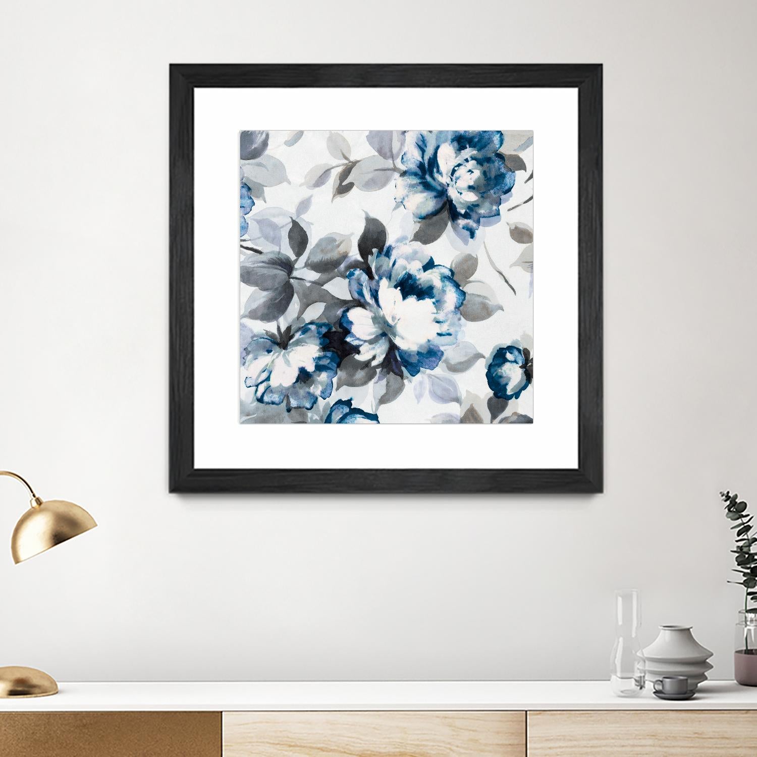 Scent of Roses Indigo II by Portfolio on GIANT ART - grey floral