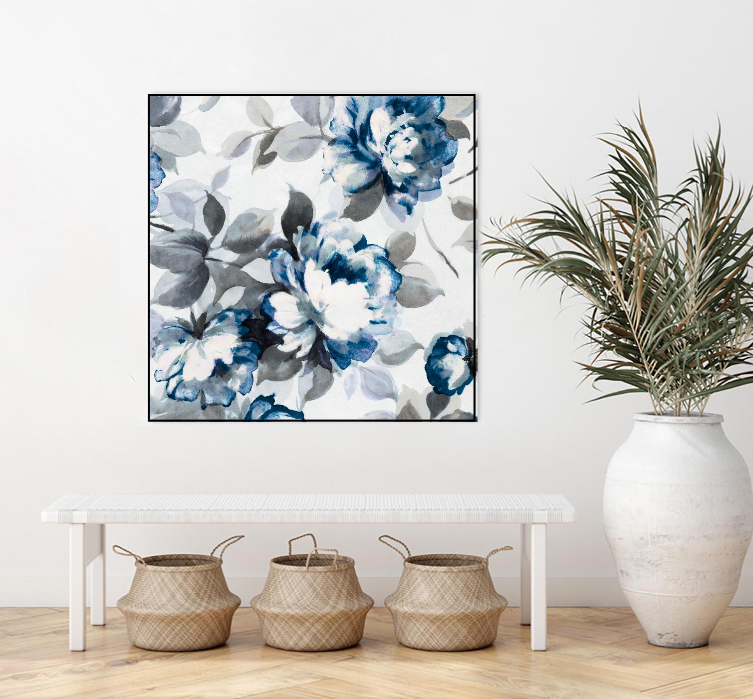 Scent of Roses Indigo II by Portfolio on GIANT ART - grey floral