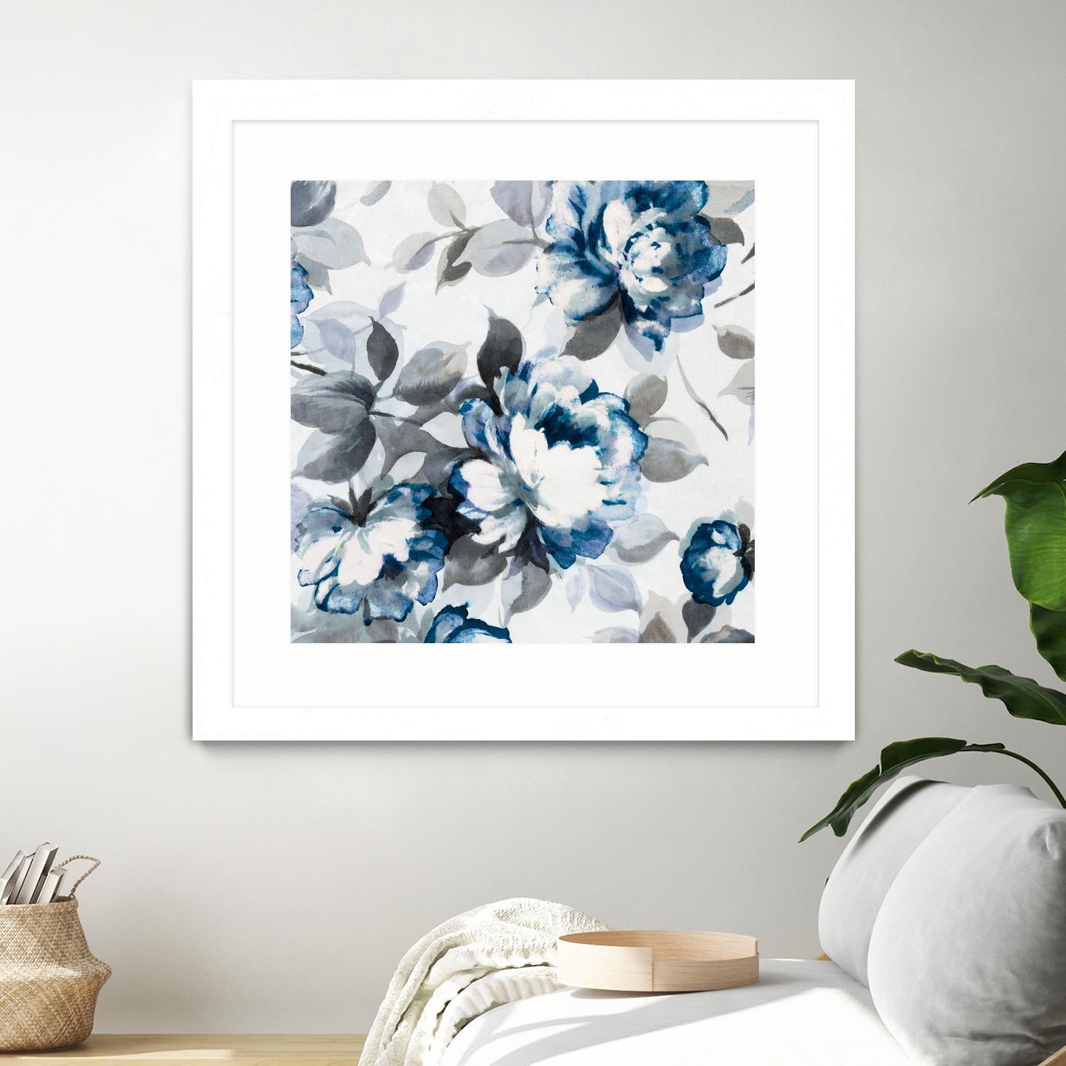 Scent of Roses Indigo II by Portfolio on GIANT ART - grey floral