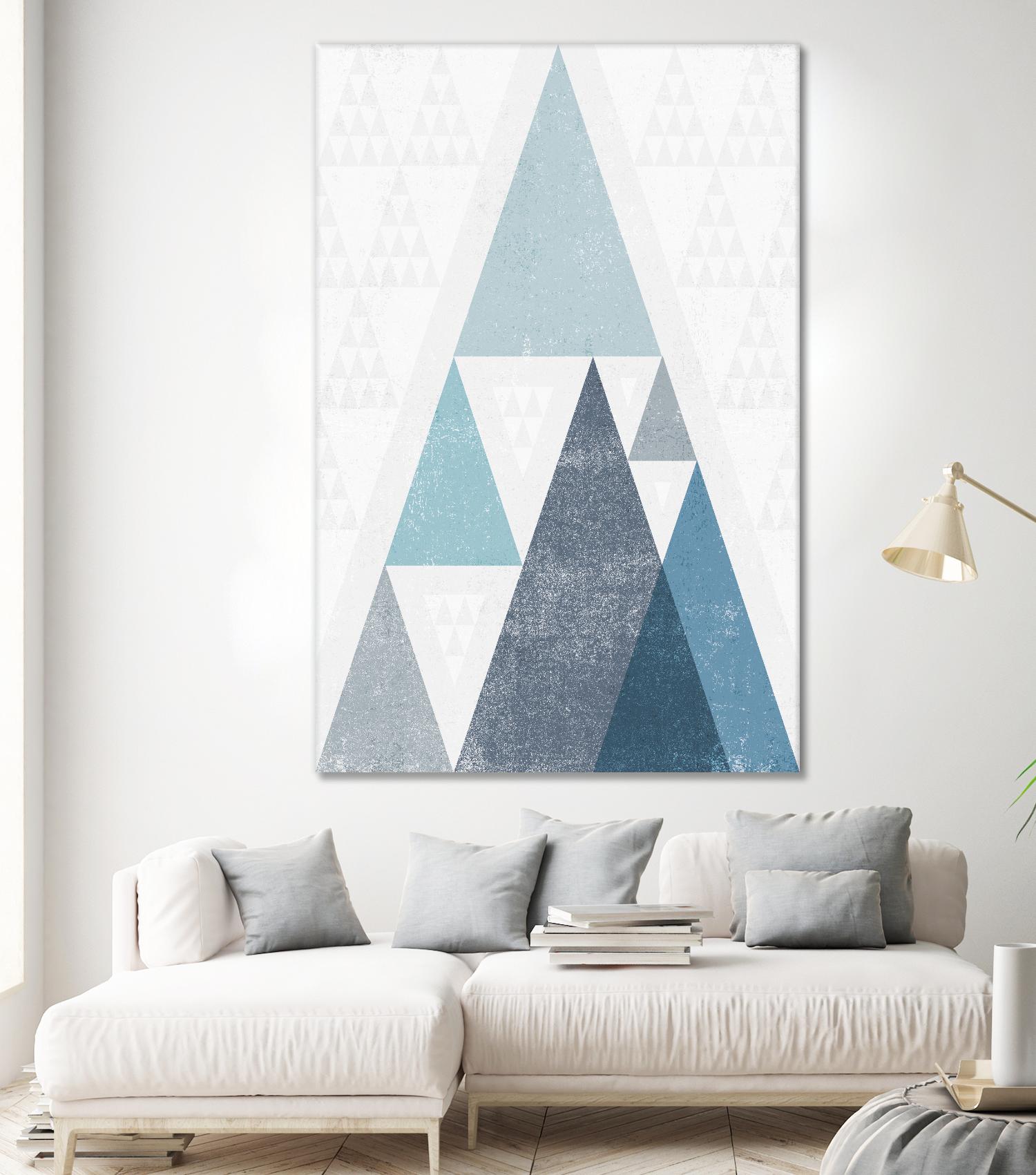 Mod Triangles III Blue by Michael Mullan on GIANT ART - white contemporary