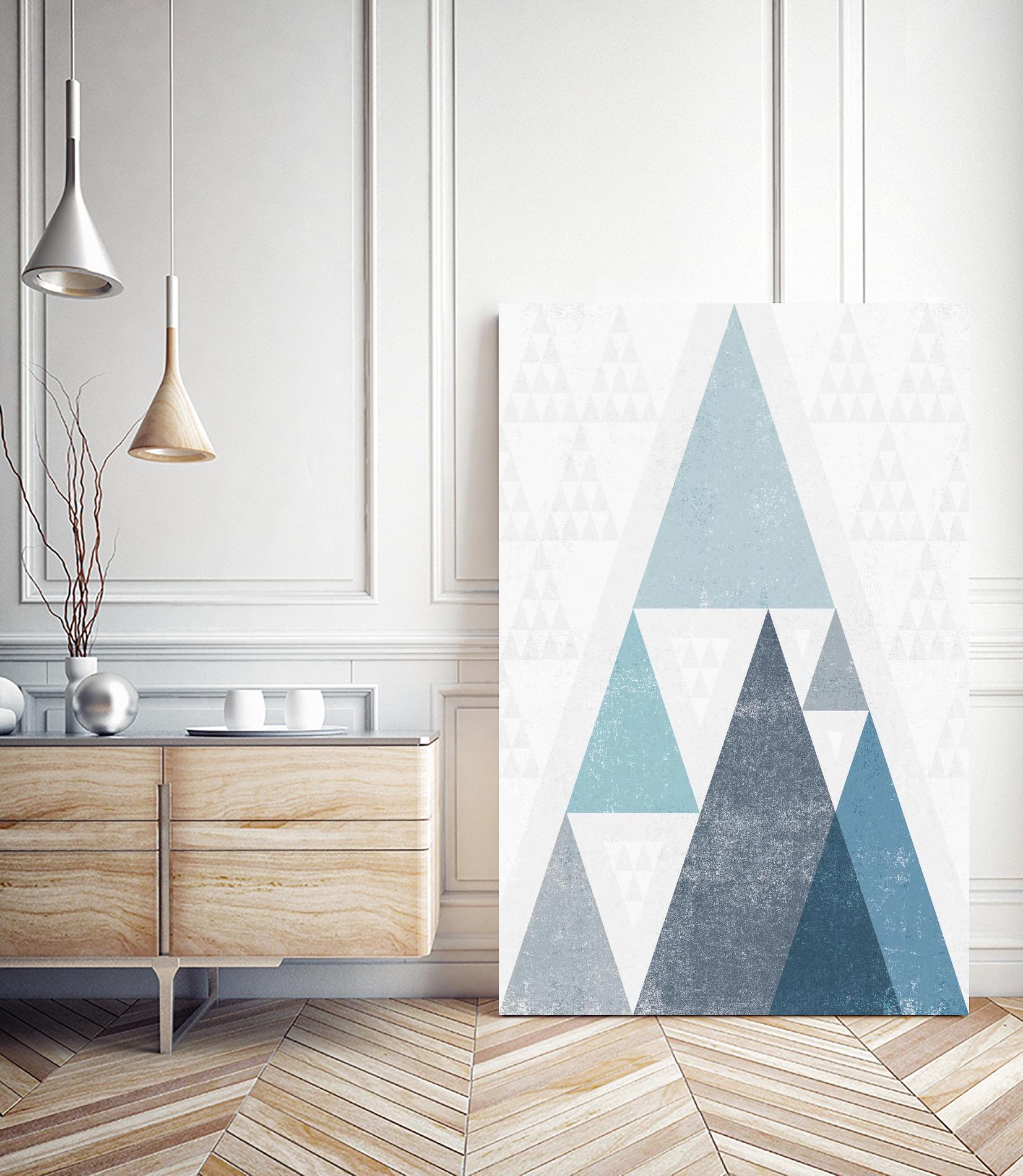 Mod Triangles III Blue by Michael Mullan on GIANT ART - white contemporary