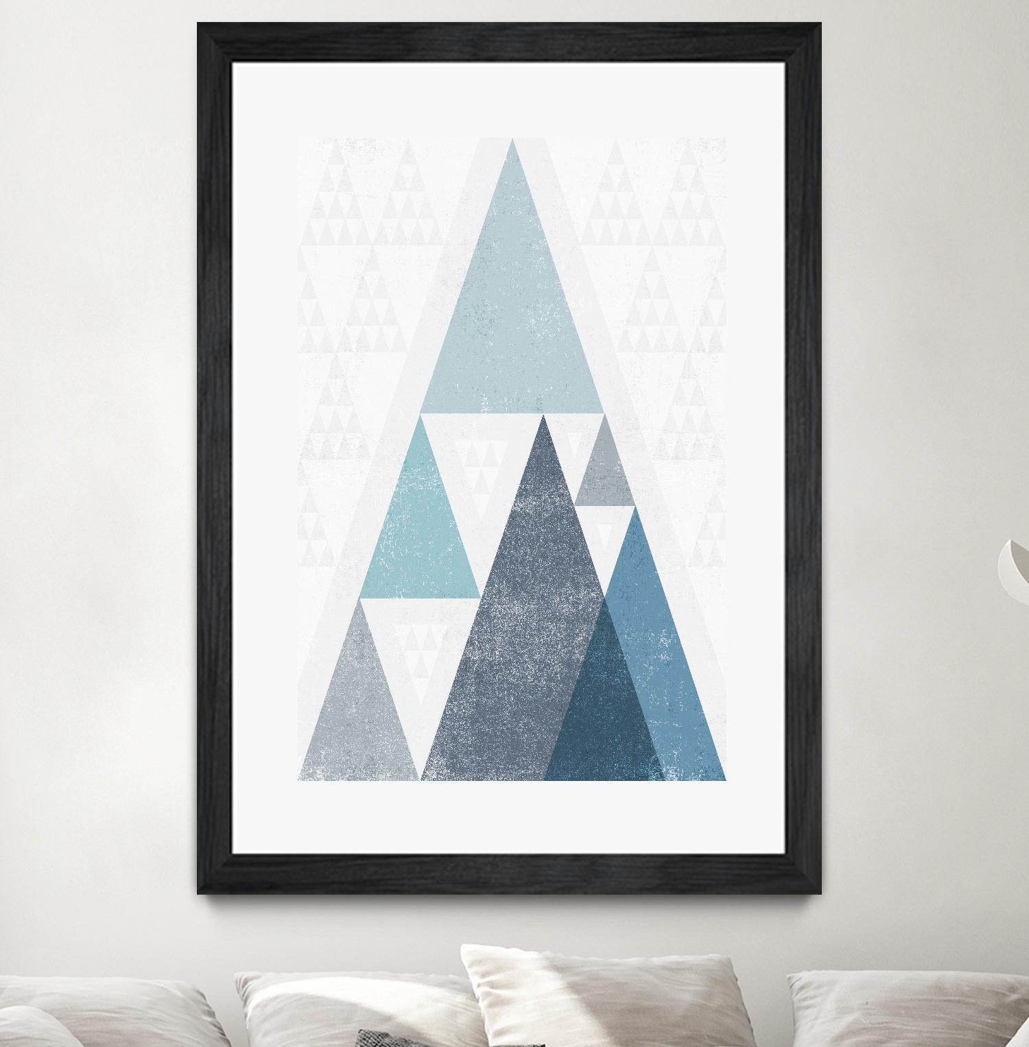 Mod Triangles III Blue by Michael Mullan on GIANT ART - white contemporary