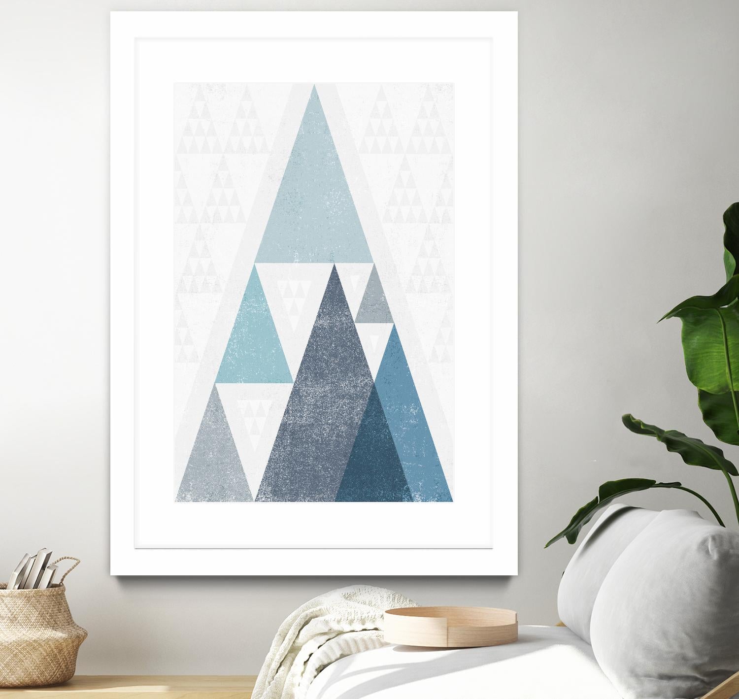 Mod Triangles III Blue by Michael Mullan on GIANT ART - white contemporary