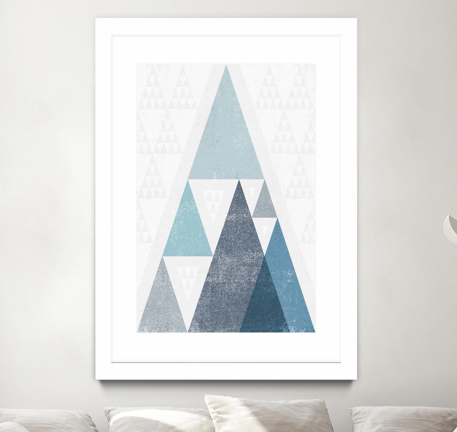 Mod Triangles III Blue by Michael Mullan on GIANT ART - white contemporary