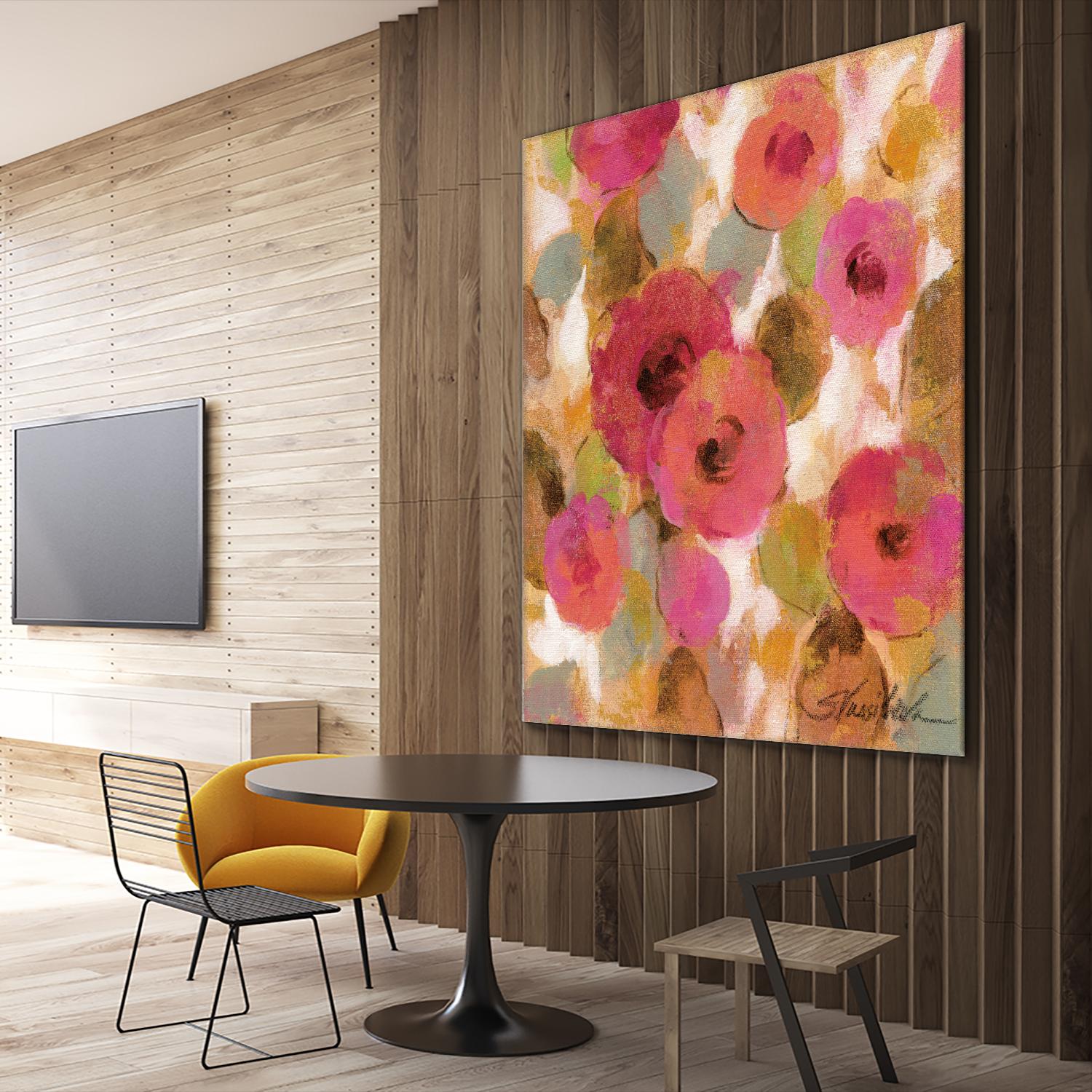 Glorious Pink Floral II by Silvia Vassileva on GIANT ART - yellow floral