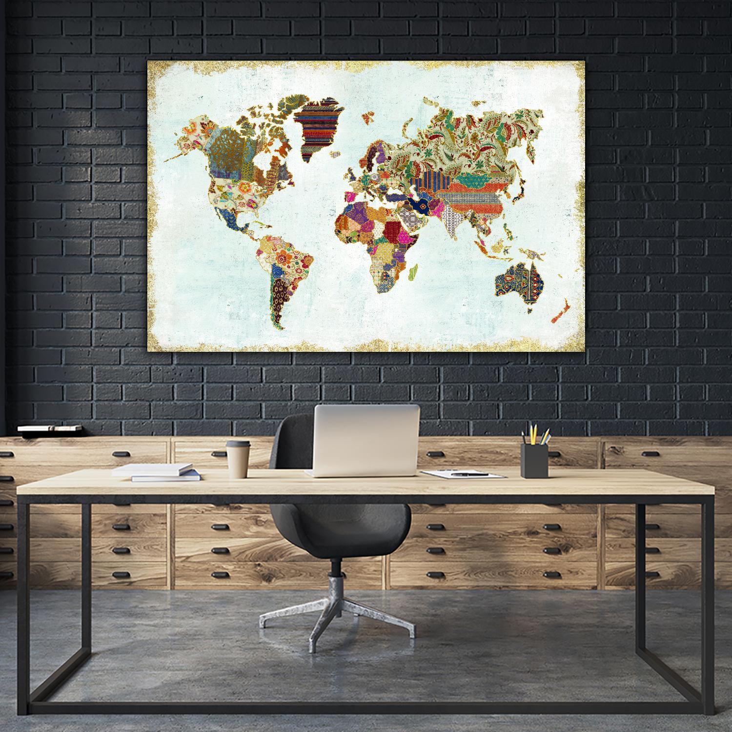 Pattern World Map by Laura Marshall on GIANT ART - brown maps