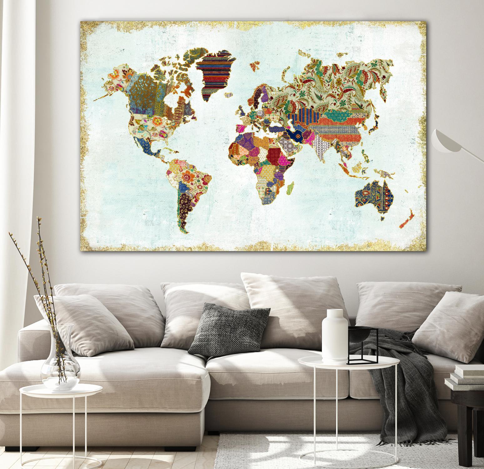 Pattern World Map by Laura Marshall on GIANT ART - brown maps