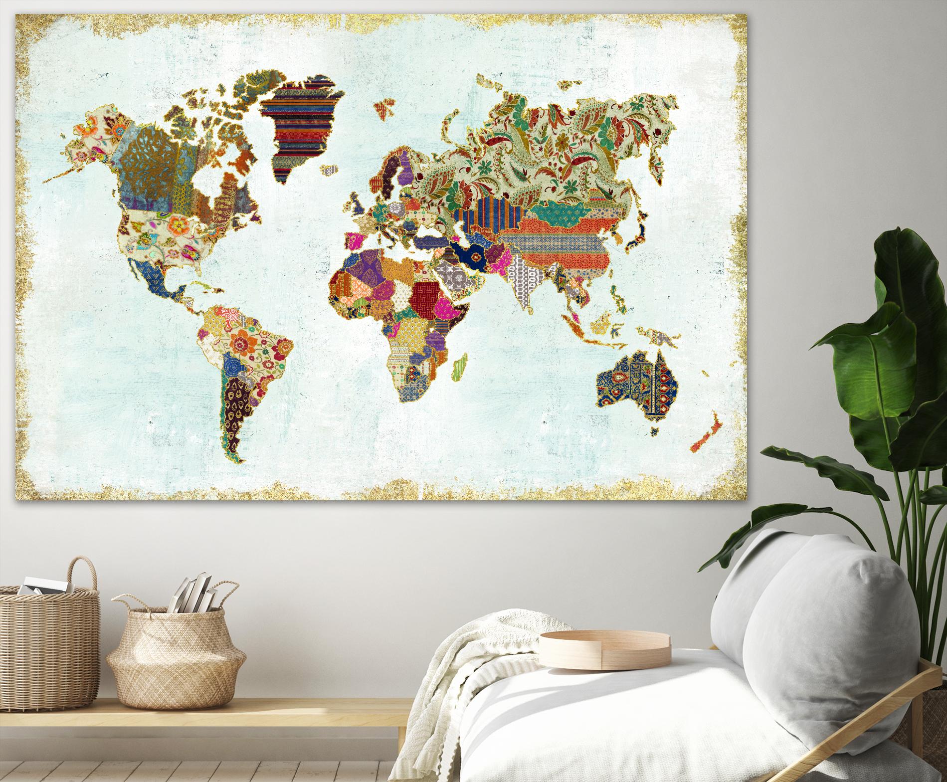 Pattern World Map by Laura Marshall on GIANT ART - brown maps
