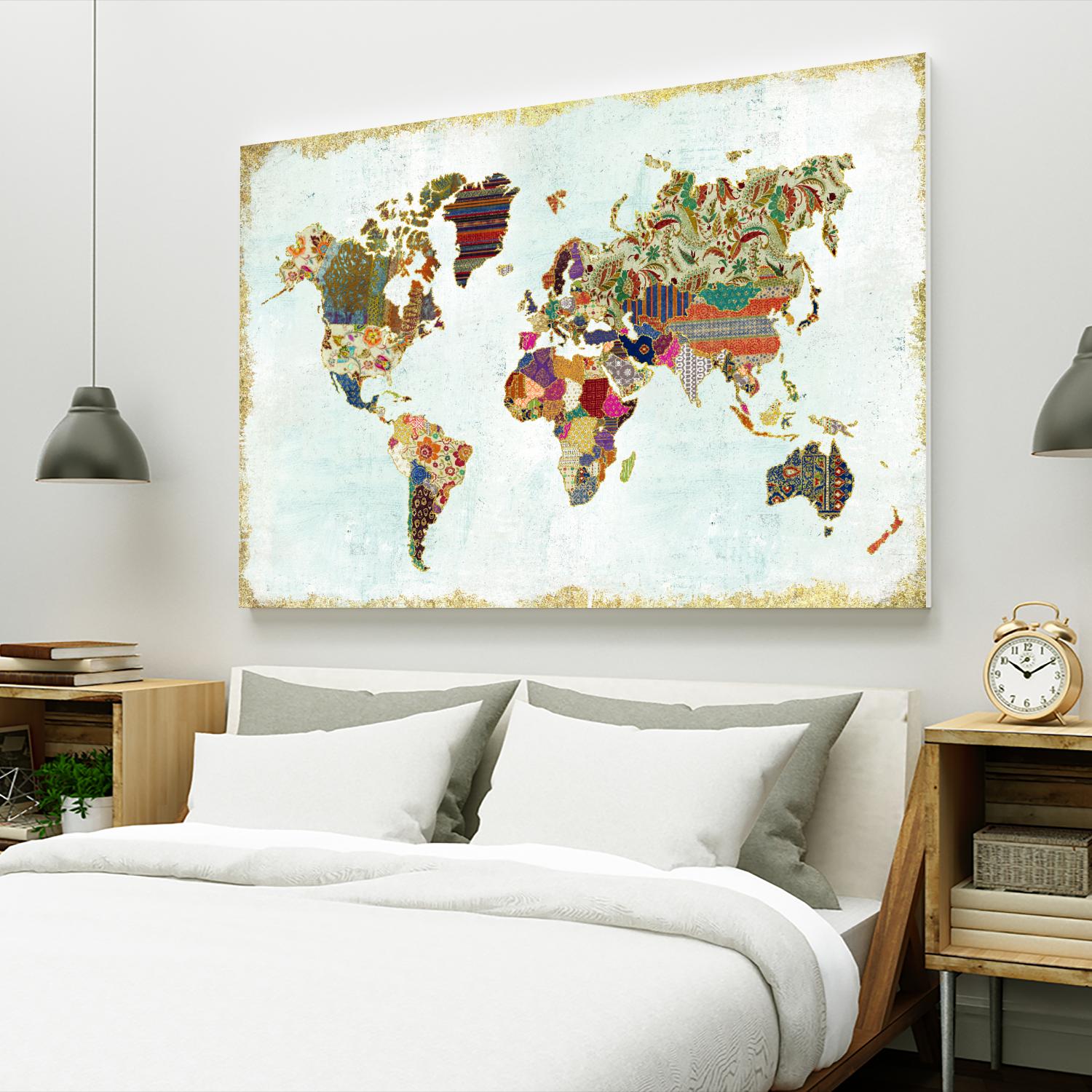 Pattern World Map by Laura Marshall on GIANT ART - brown maps