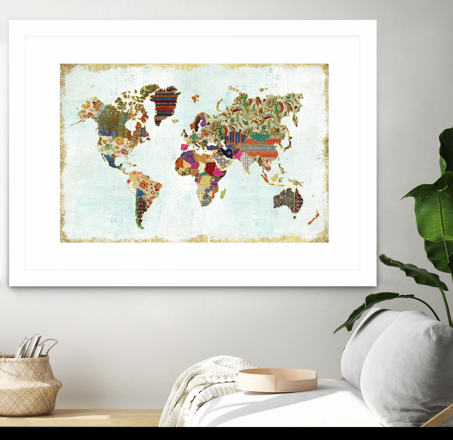Pattern World Map by Laura Marshall on GIANT ART - brown maps