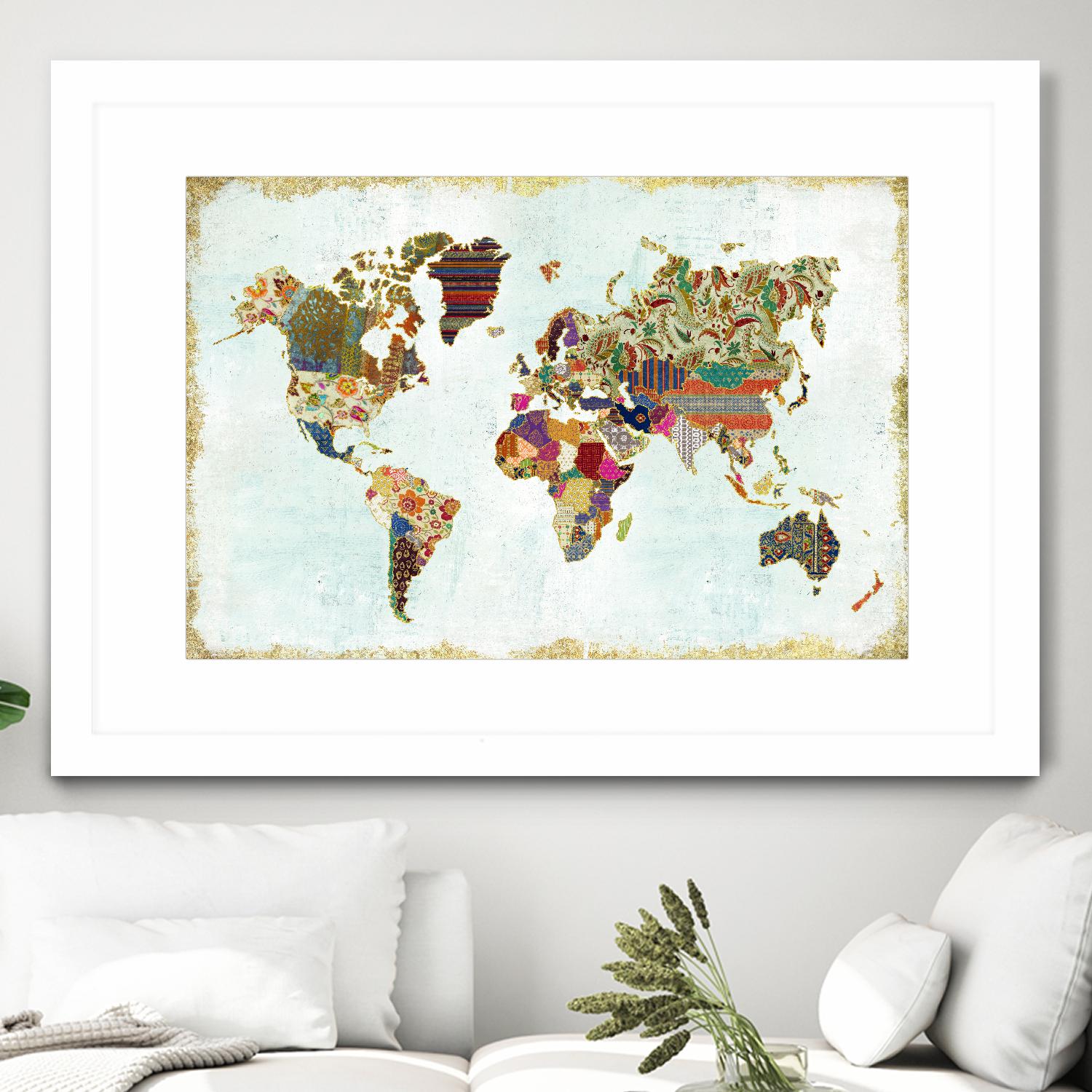 Pattern World Map by Laura Marshall on GIANT ART - brown maps