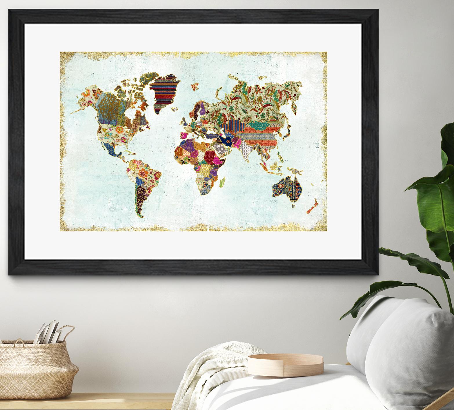 Pattern World Map by Laura Marshall on GIANT ART - brown maps