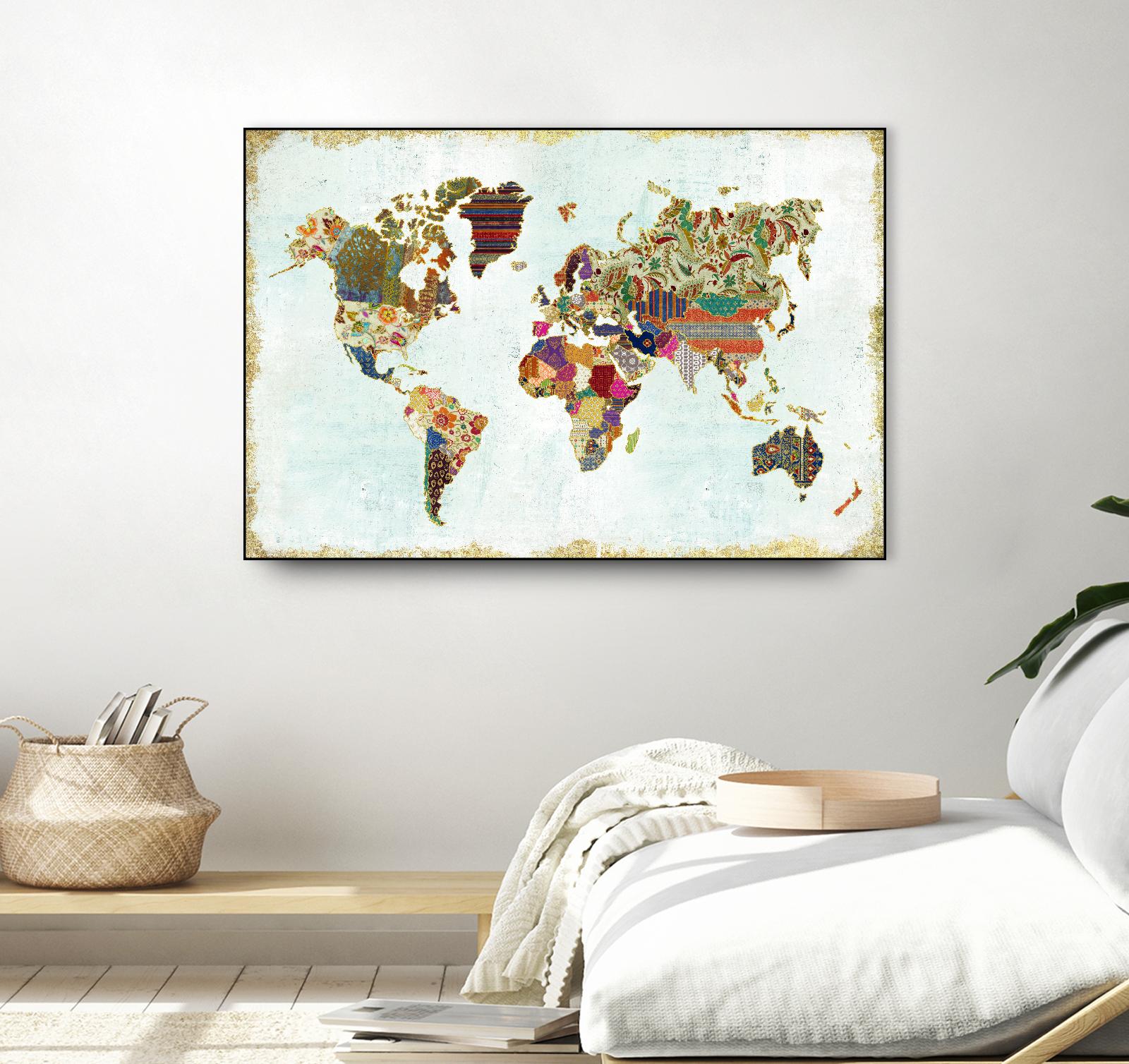 Pattern World Map by Laura Marshall on GIANT ART - brown maps