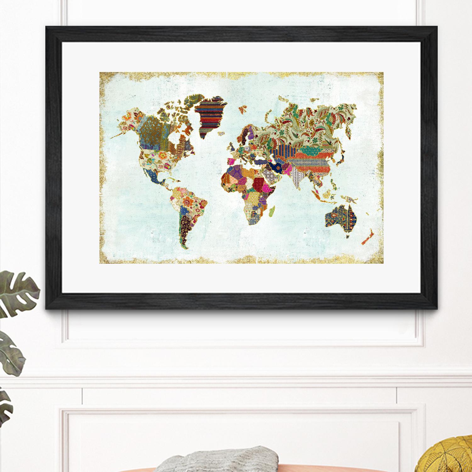 Pattern World Map by Laura Marshall on GIANT ART - brown maps
