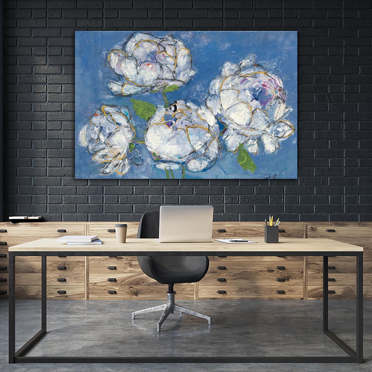 Vase of Peonies Crop by Kellie Day on GIANT ART - white floral