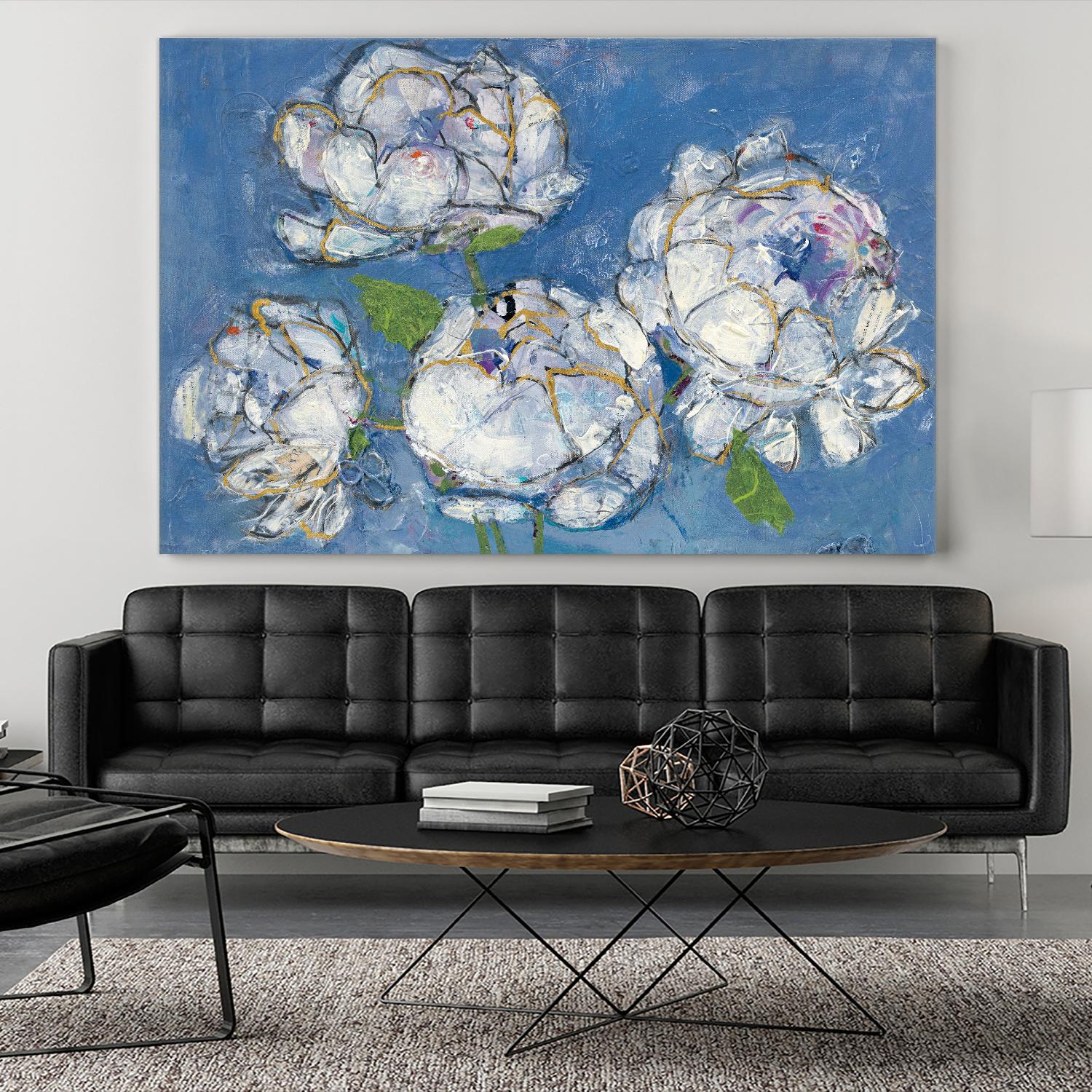 Vase of Peonies Crop by Kellie Day on GIANT ART - white floral
