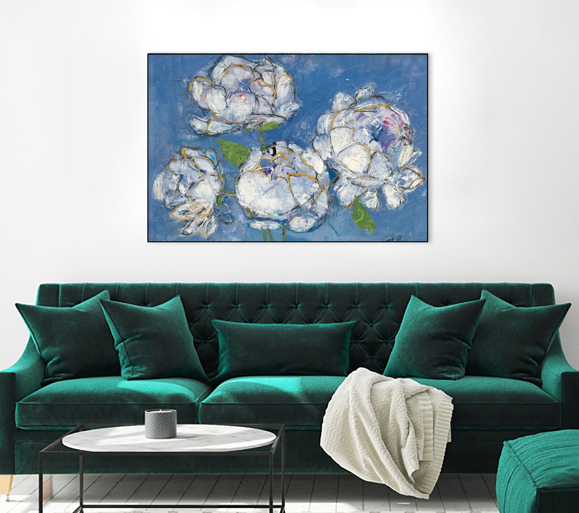 Vase of Peonies Crop by Kellie Day on GIANT ART - white floral