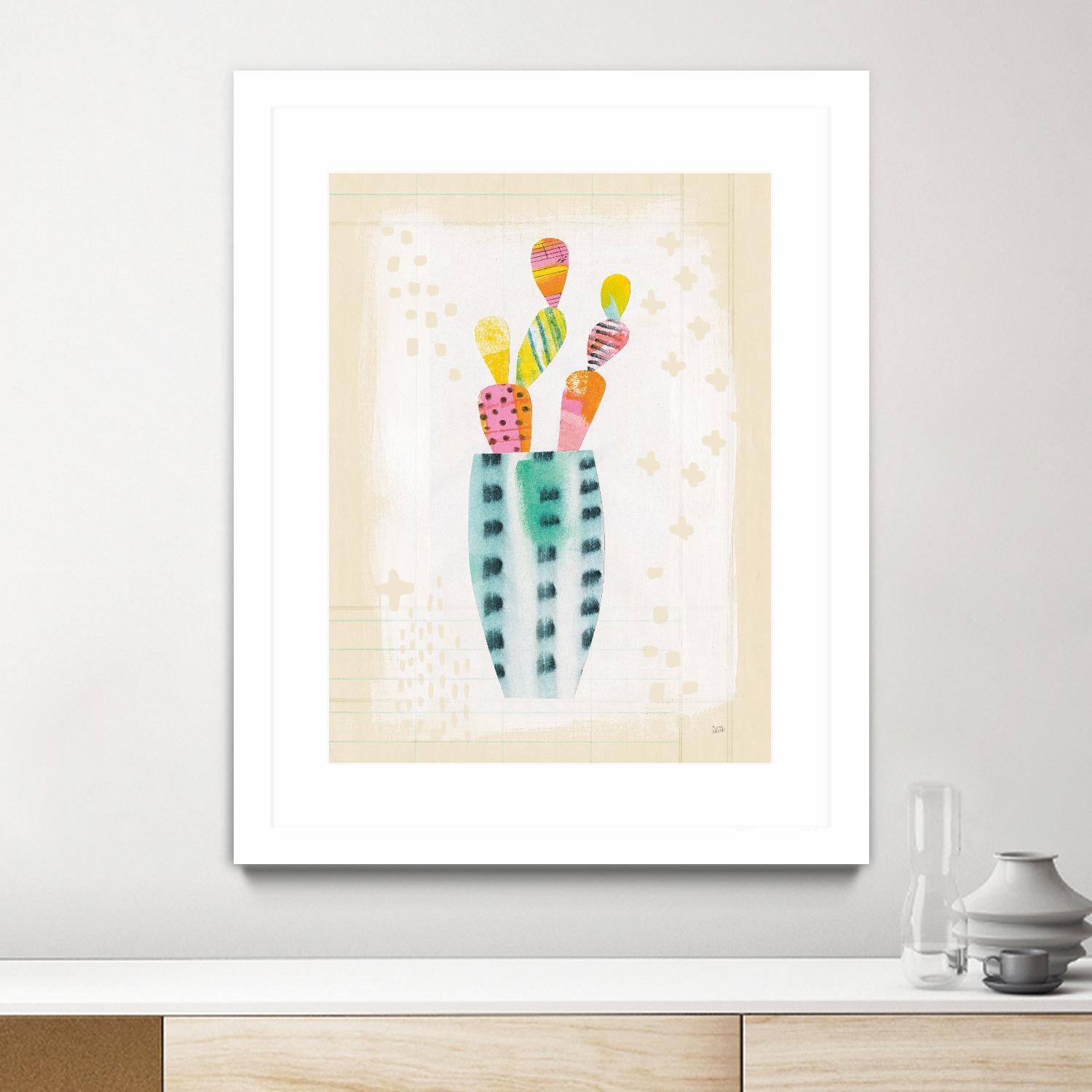 Otomi Rabbits Pastel by Melissa Averinos on GIANT ART - beige botany