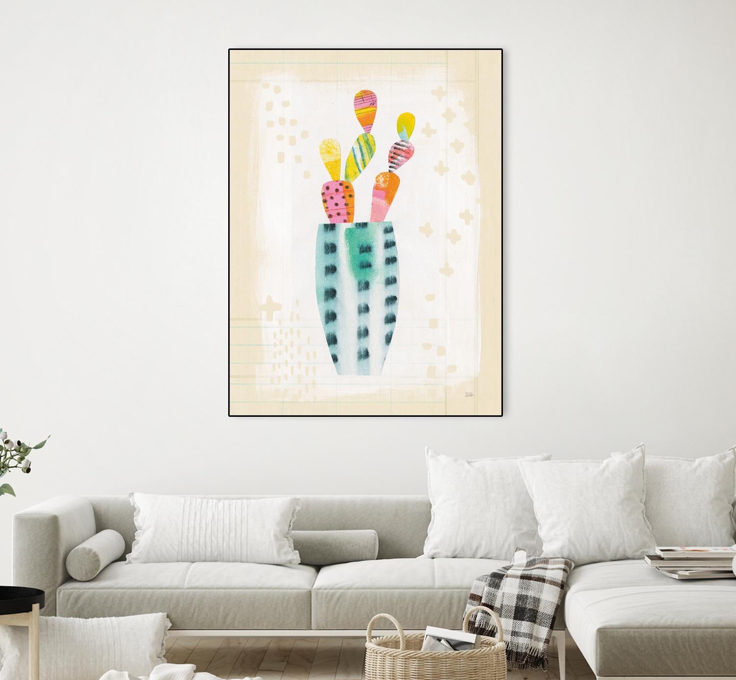 Otomi Rabbits Pastel by Melissa Averinos on GIANT ART - beige botany