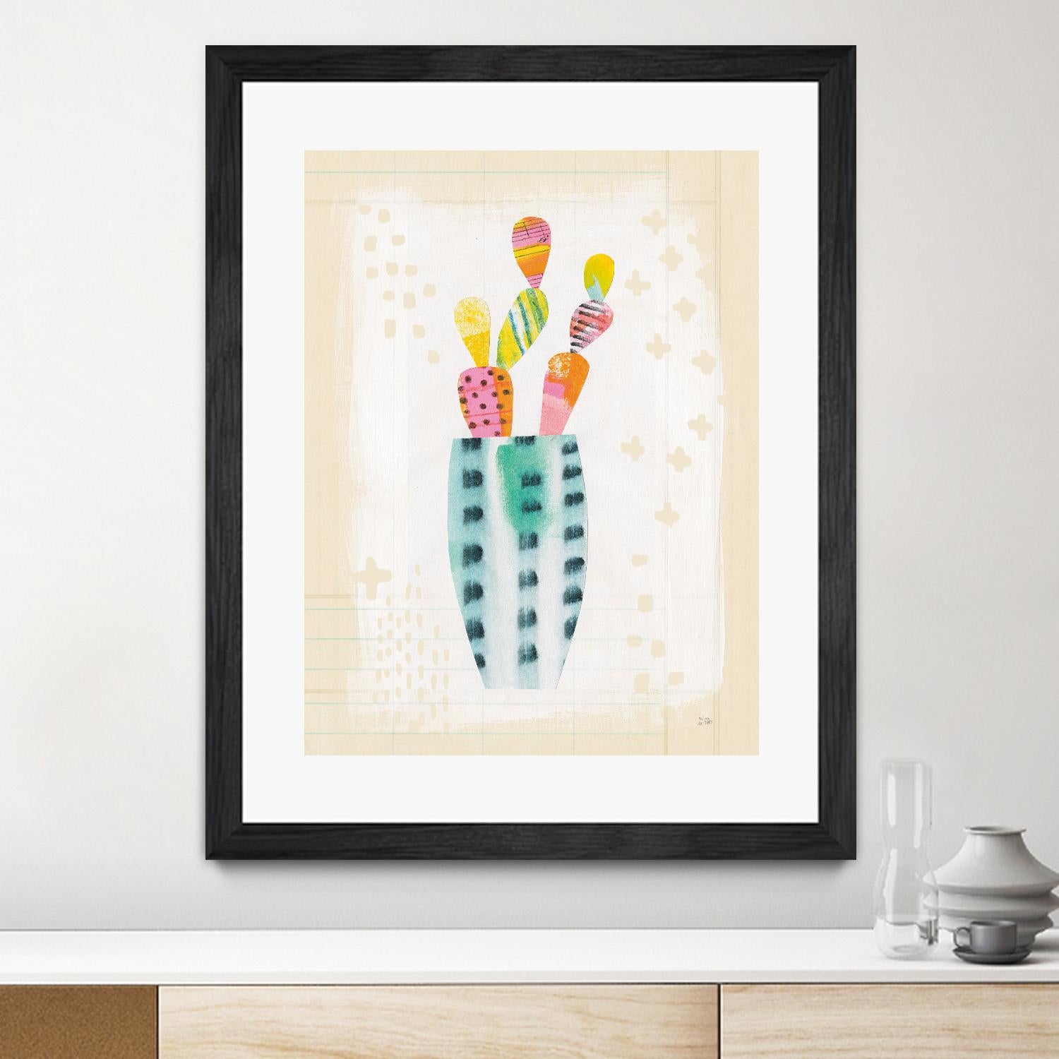 Otomi Rabbits Pastel by Melissa Averinos on GIANT ART - beige botany
