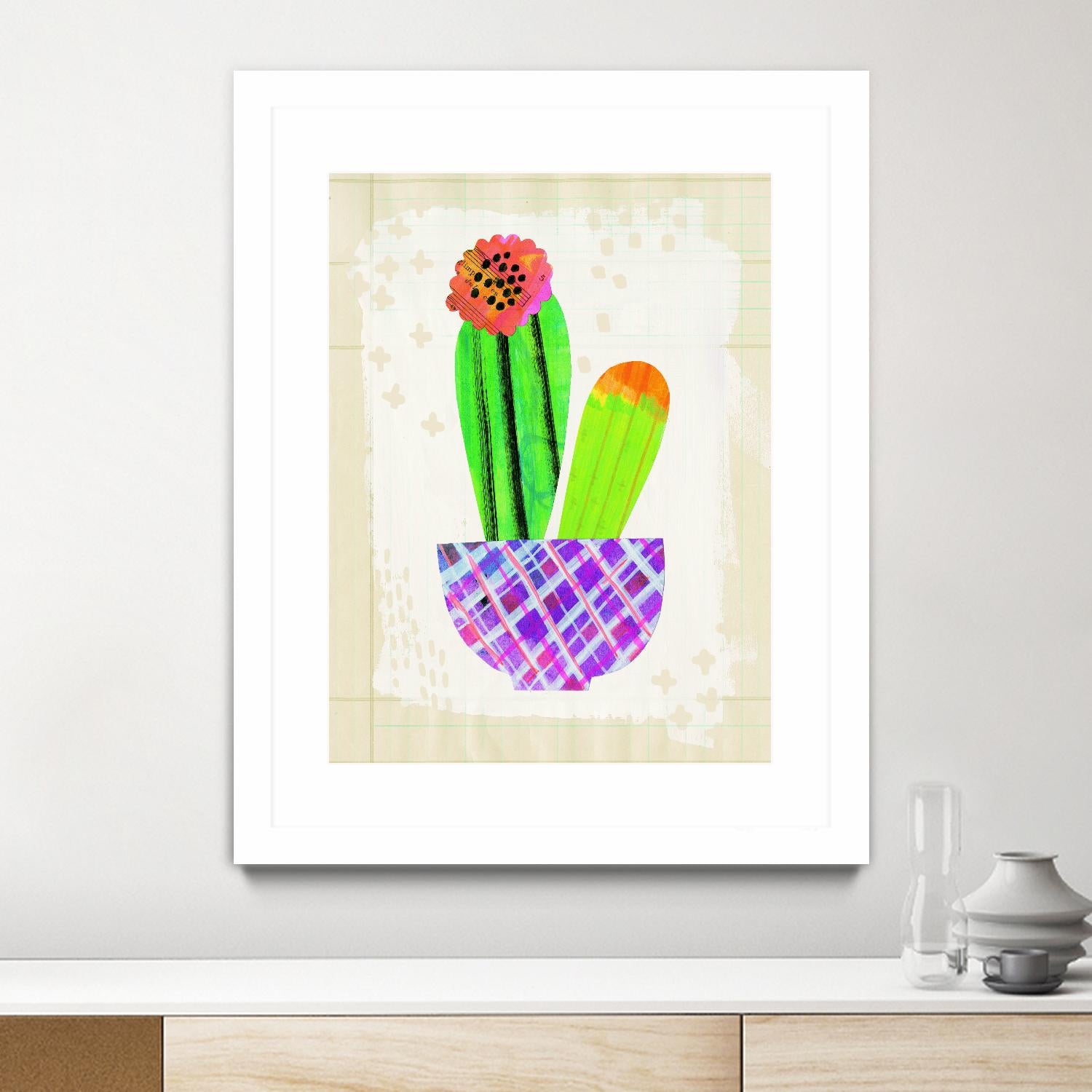 Collage Cactus I on Graph Paper by Melissa Averinos on GIANT ART - beige botany
