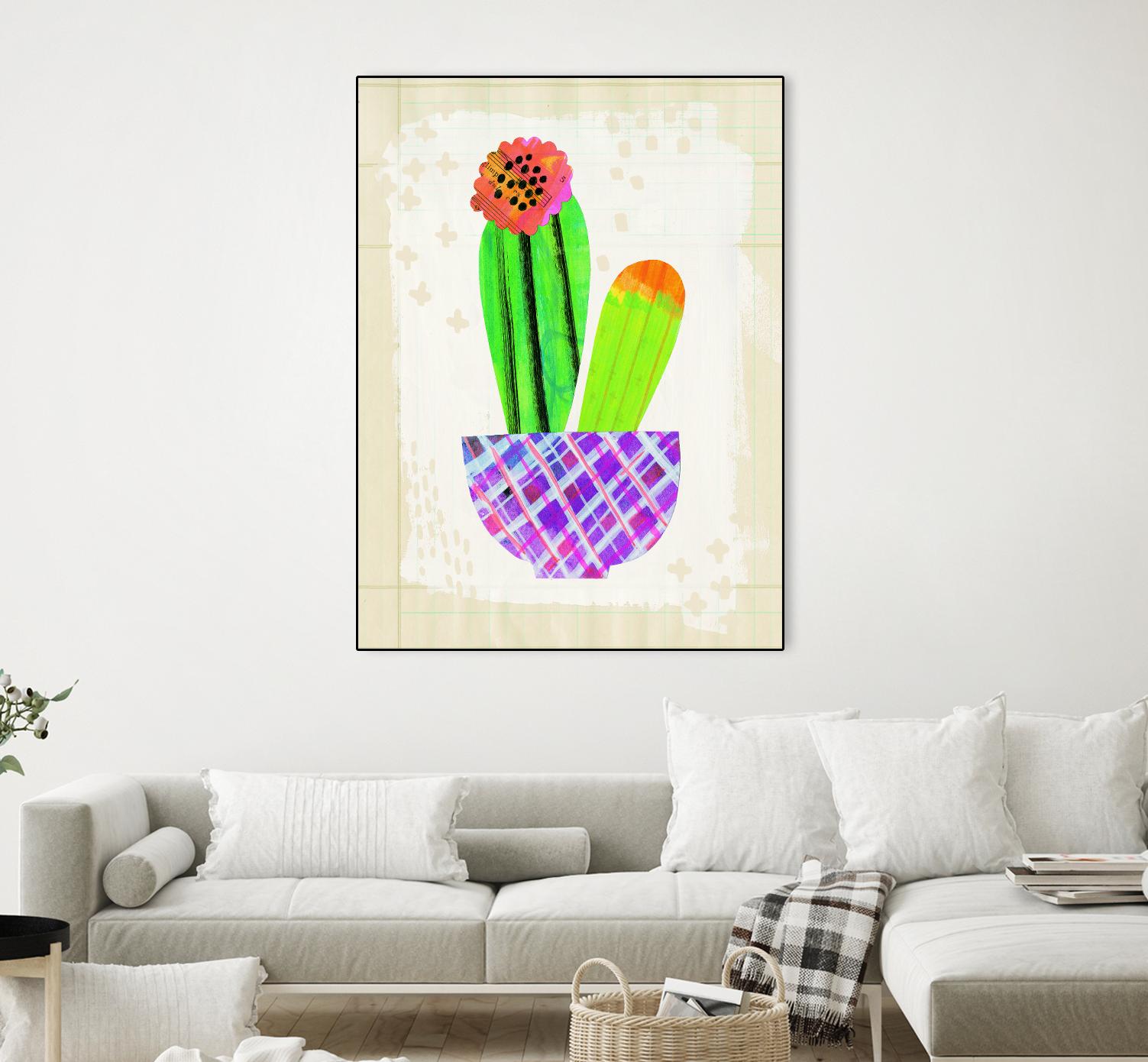 Collage Cactus I on Graph Paper by Melissa Averinos on GIANT ART - beige botany
