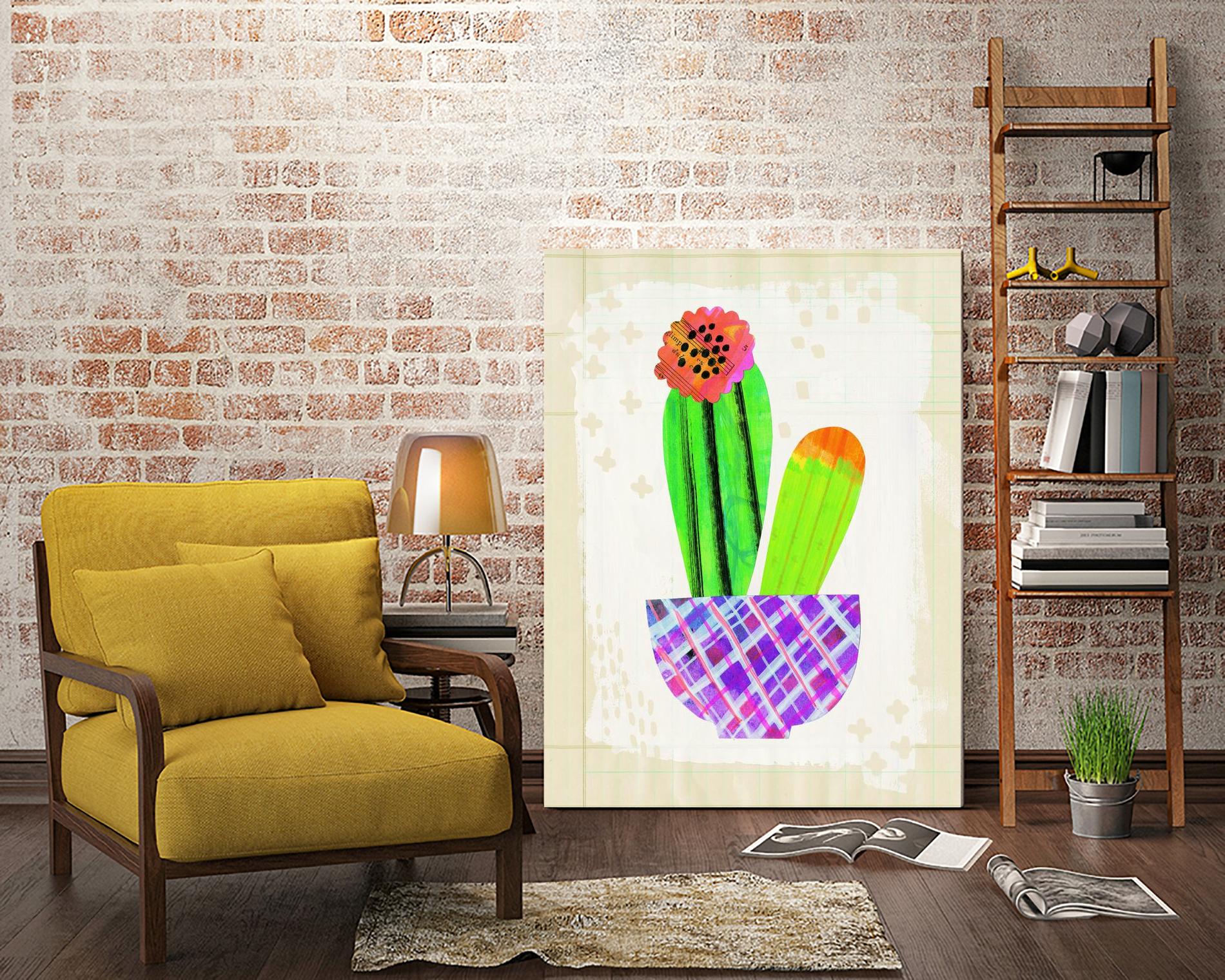 Collage Cactus I on Graph Paper by Melissa Averinos on GIANT ART - beige botany