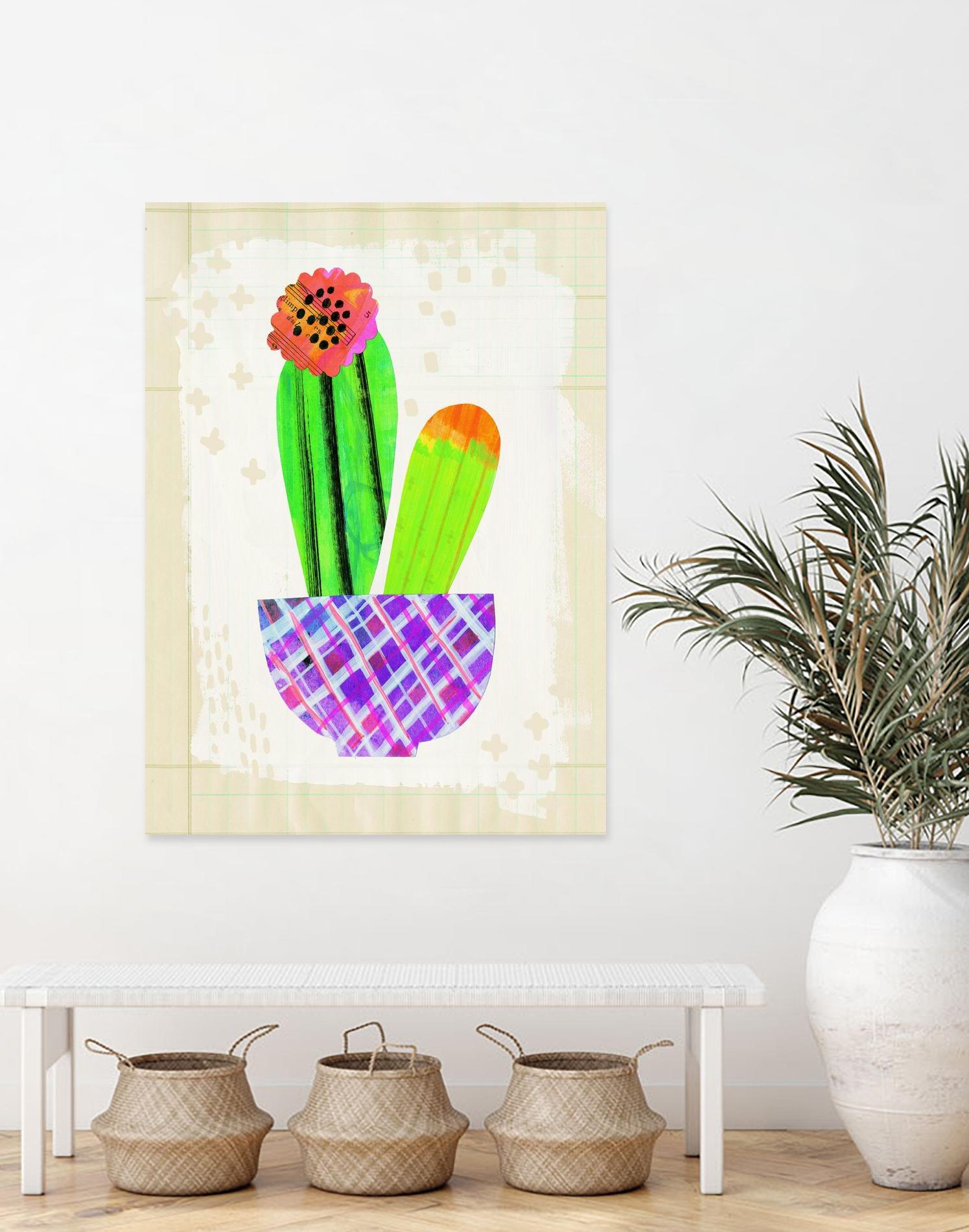 Collage Cactus I on Graph Paper by Melissa Averinos on GIANT ART - beige botany