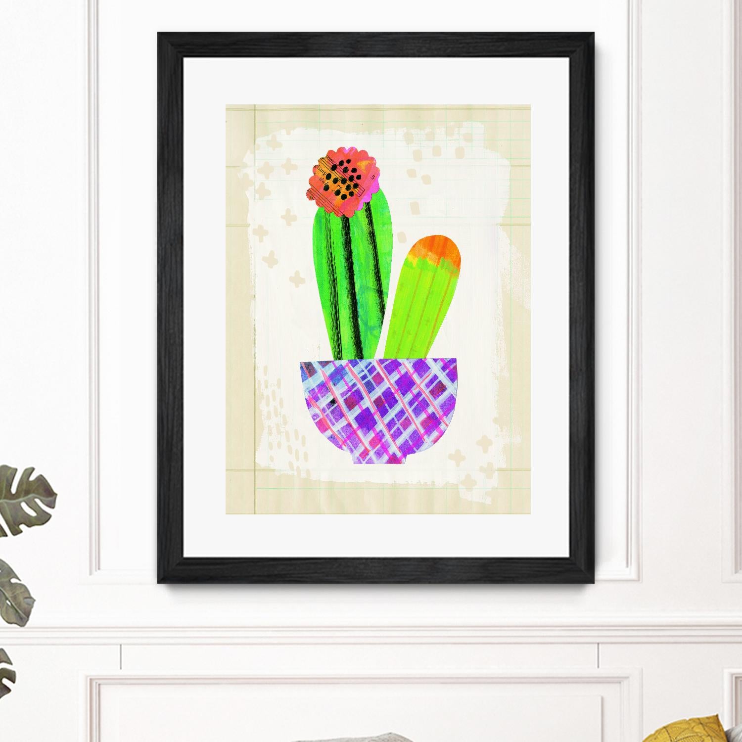 Collage Cactus I on Graph Paper by Melissa Averinos on GIANT ART - beige botany