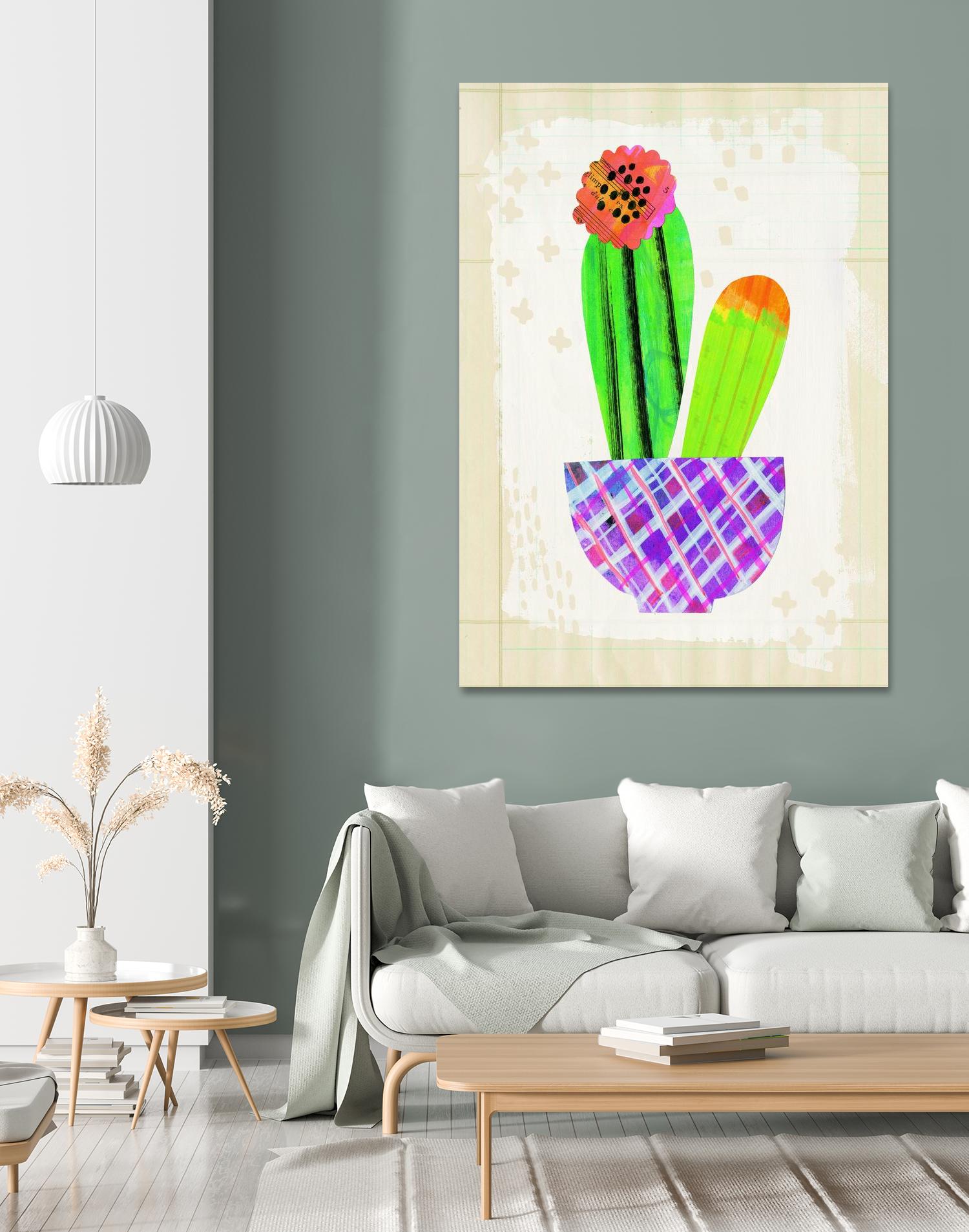 Collage Cactus I on Graph Paper by Melissa Averinos on GIANT ART - beige botany
