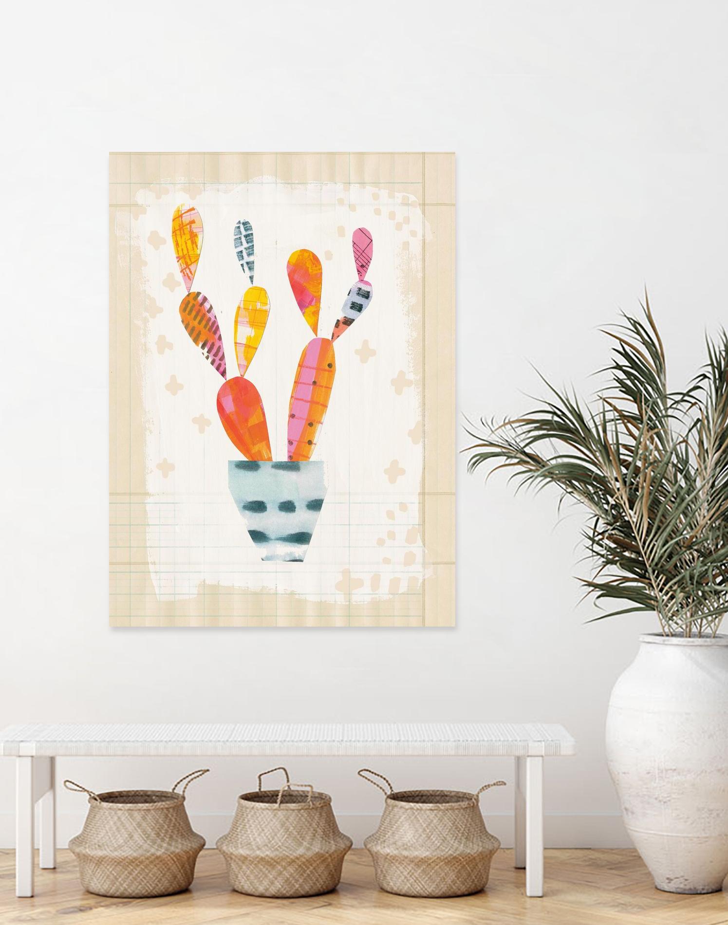 Collage Cactus II on Graph Paper by Melissa Averinos on GIANT ART - beige botany