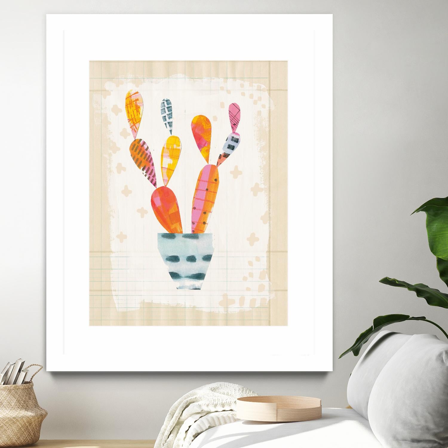 Collage Cactus II on Graph Paper by Melissa Averinos on GIANT ART - beige botany