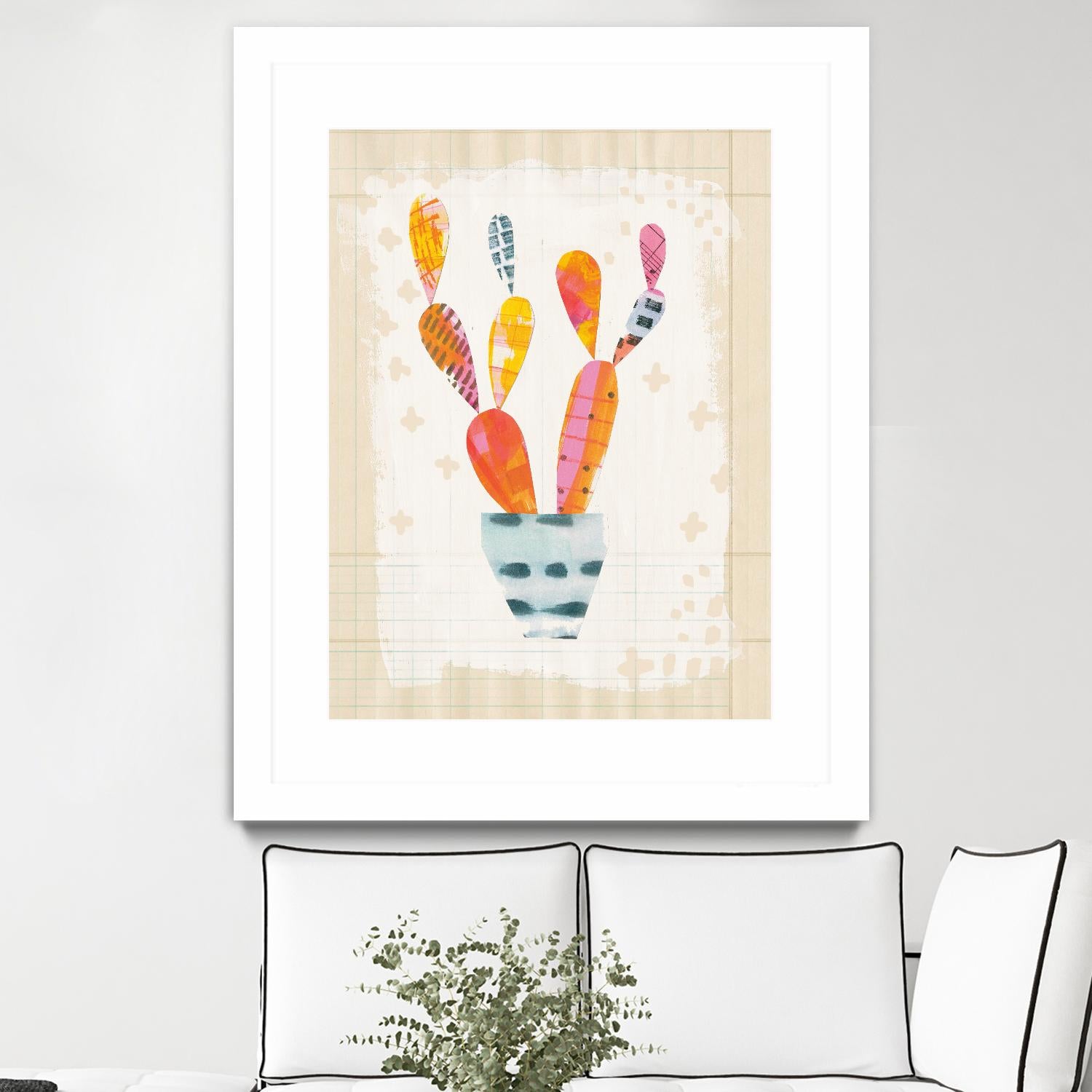 Collage Cactus II on Graph Paper by Melissa Averinos on GIANT ART - beige botany