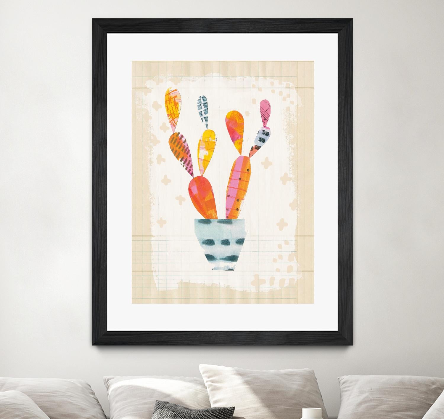 Collage Cactus II on Graph Paper by Melissa Averinos on GIANT ART - beige botany