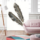 Gold Feathers III on White by Chris Paschke on GIANT ART - gold contemporary