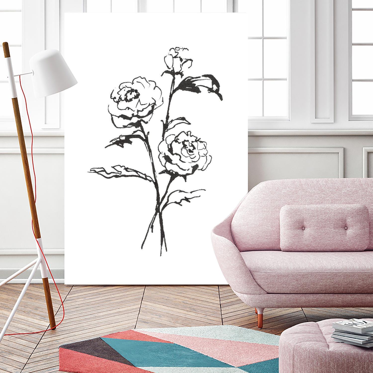 Line Ranunculus I by Chris Paschke on GIANT ART - florals black