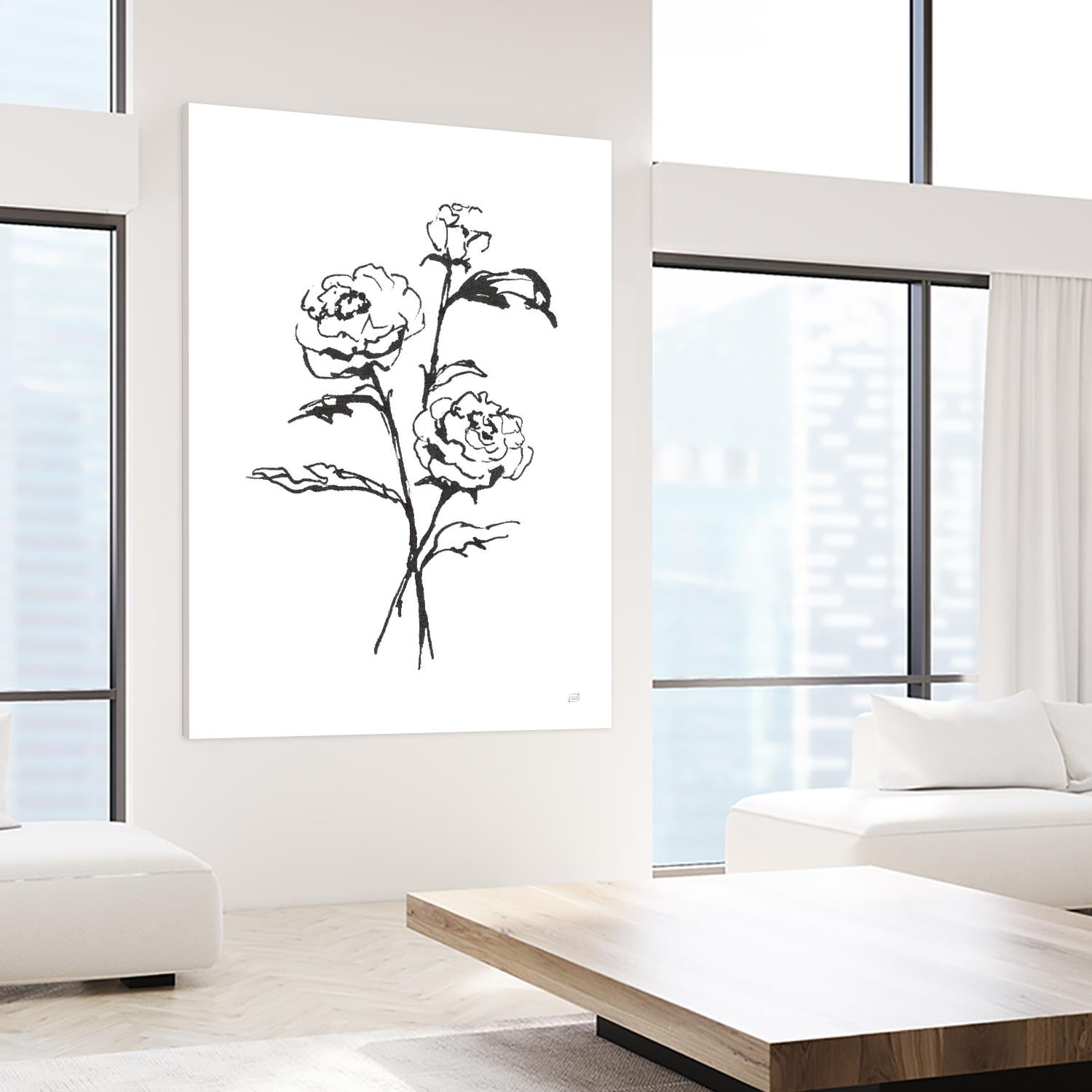 Line Ranunculus I by Chris Paschke on GIANT ART - florals black