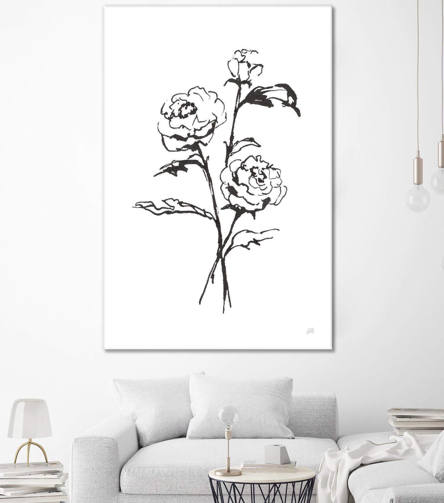 Line Ranunculus I by Chris Paschke on GIANT ART - florals black