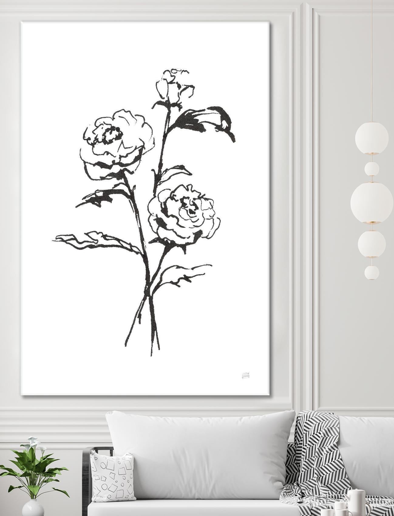 Line Ranunculus I by Chris Paschke on GIANT ART - florals black