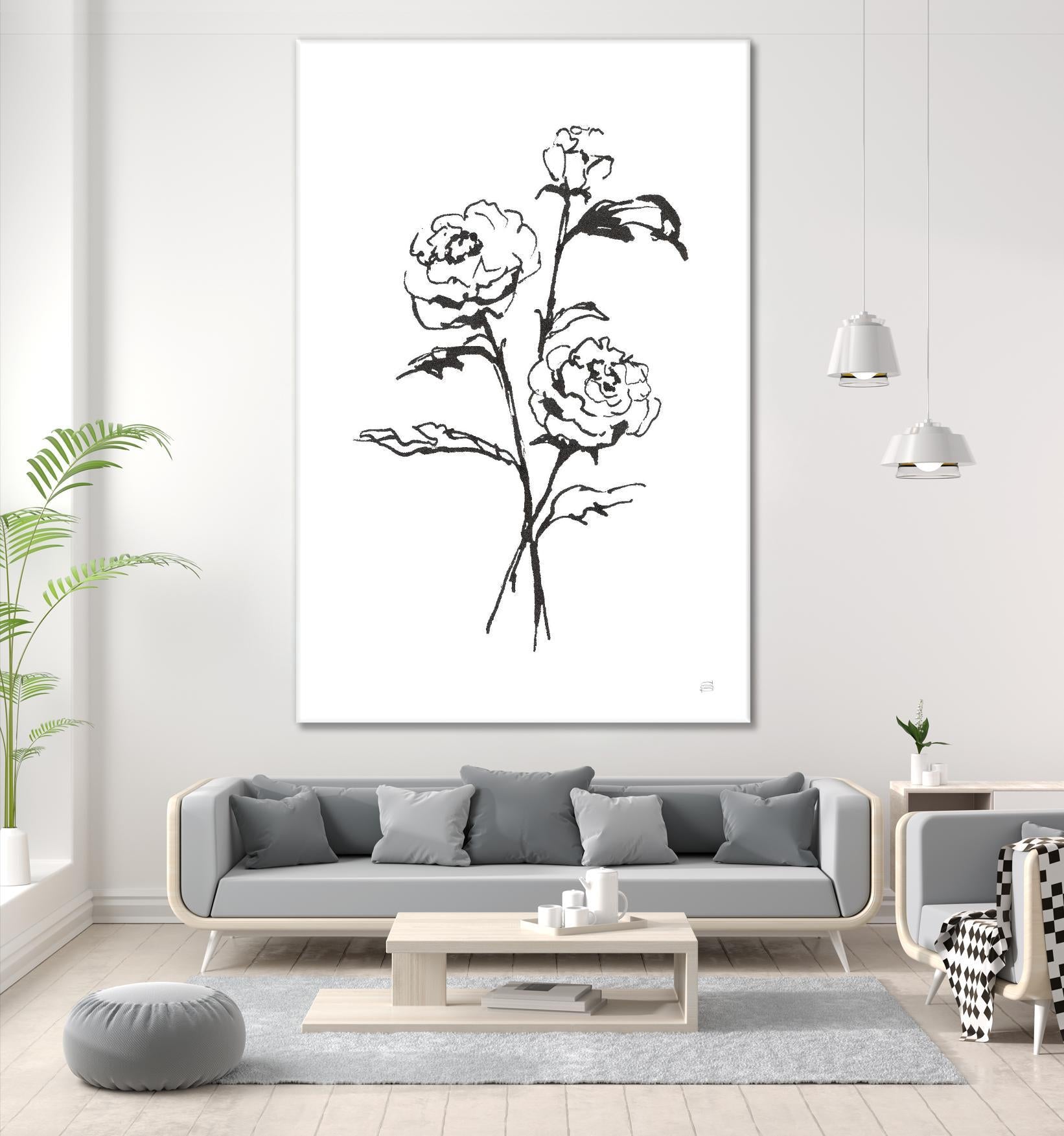 Line Ranunculus I by Chris Paschke on GIANT ART - florals black