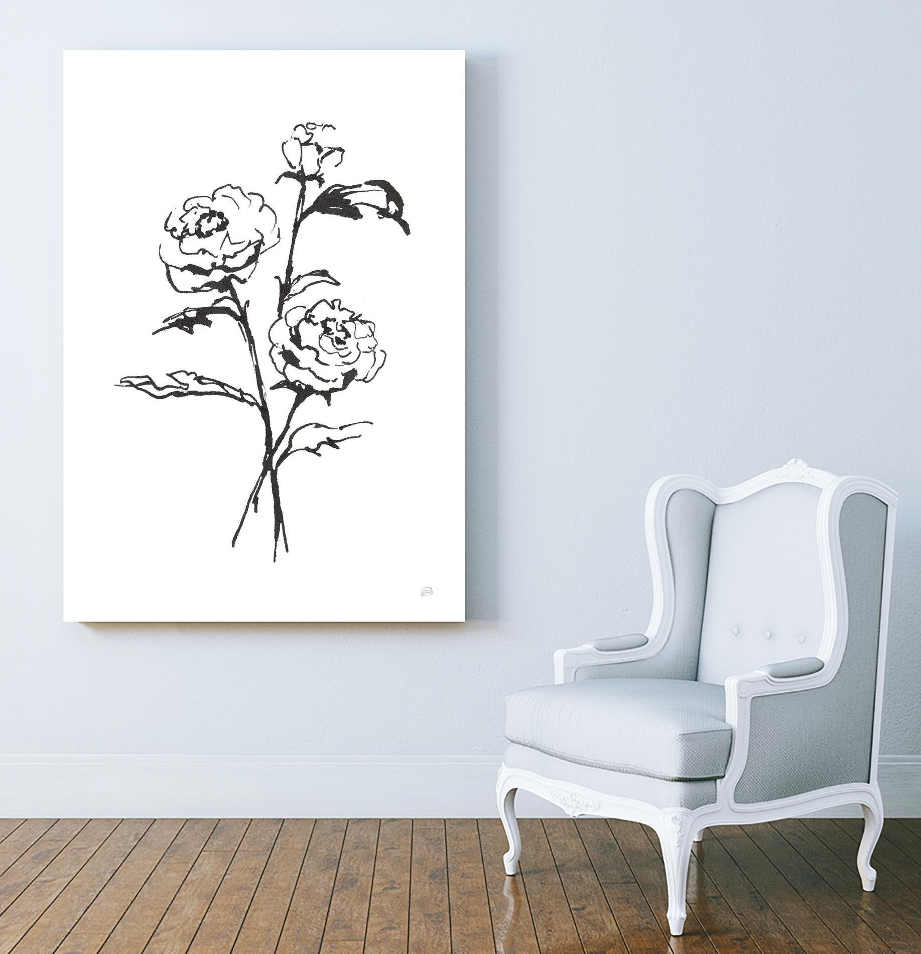 Line Ranunculus I by Chris Paschke on GIANT ART - florals black