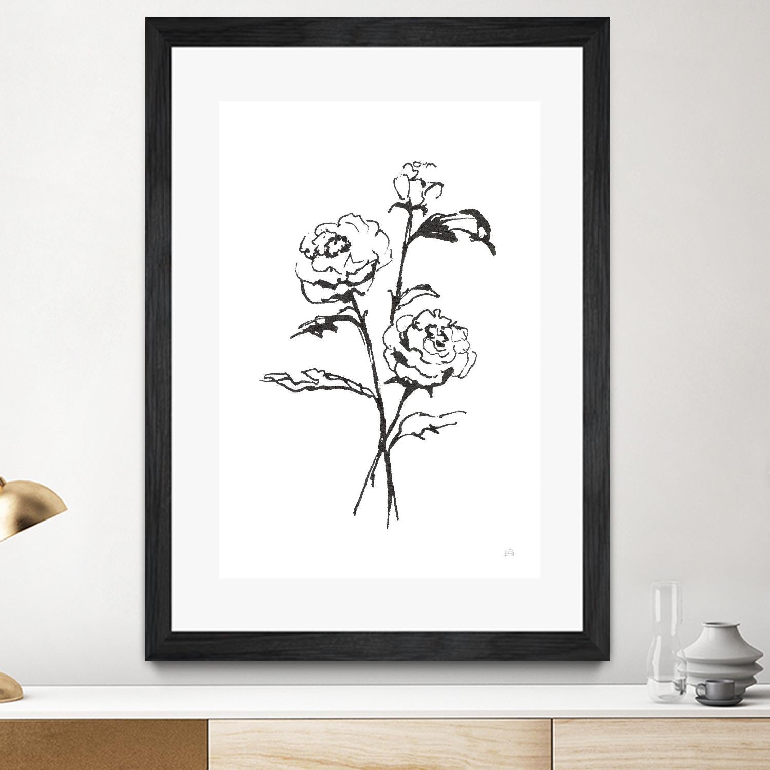 Line Ranunculus I by Chris Paschke on GIANT ART - florals black