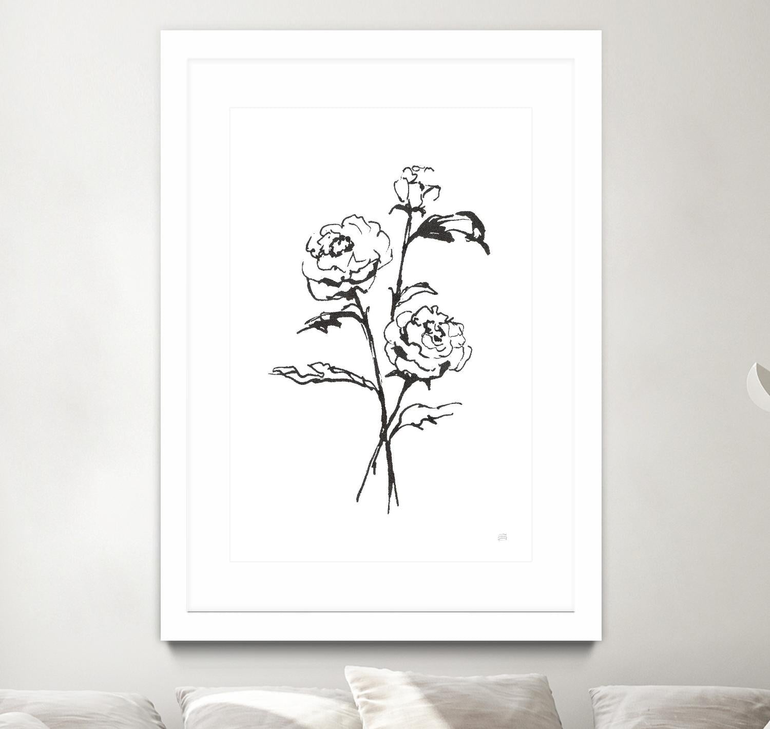 Line Ranunculus I by Chris Paschke on GIANT ART - florals black