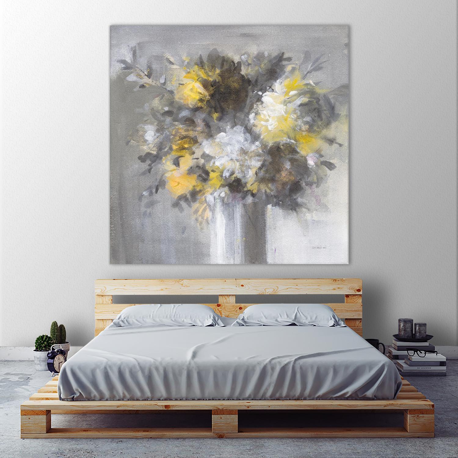 Weekend Bouquet Yellow Gray by Danhui Nai on GIANT ART - farmhouse brown