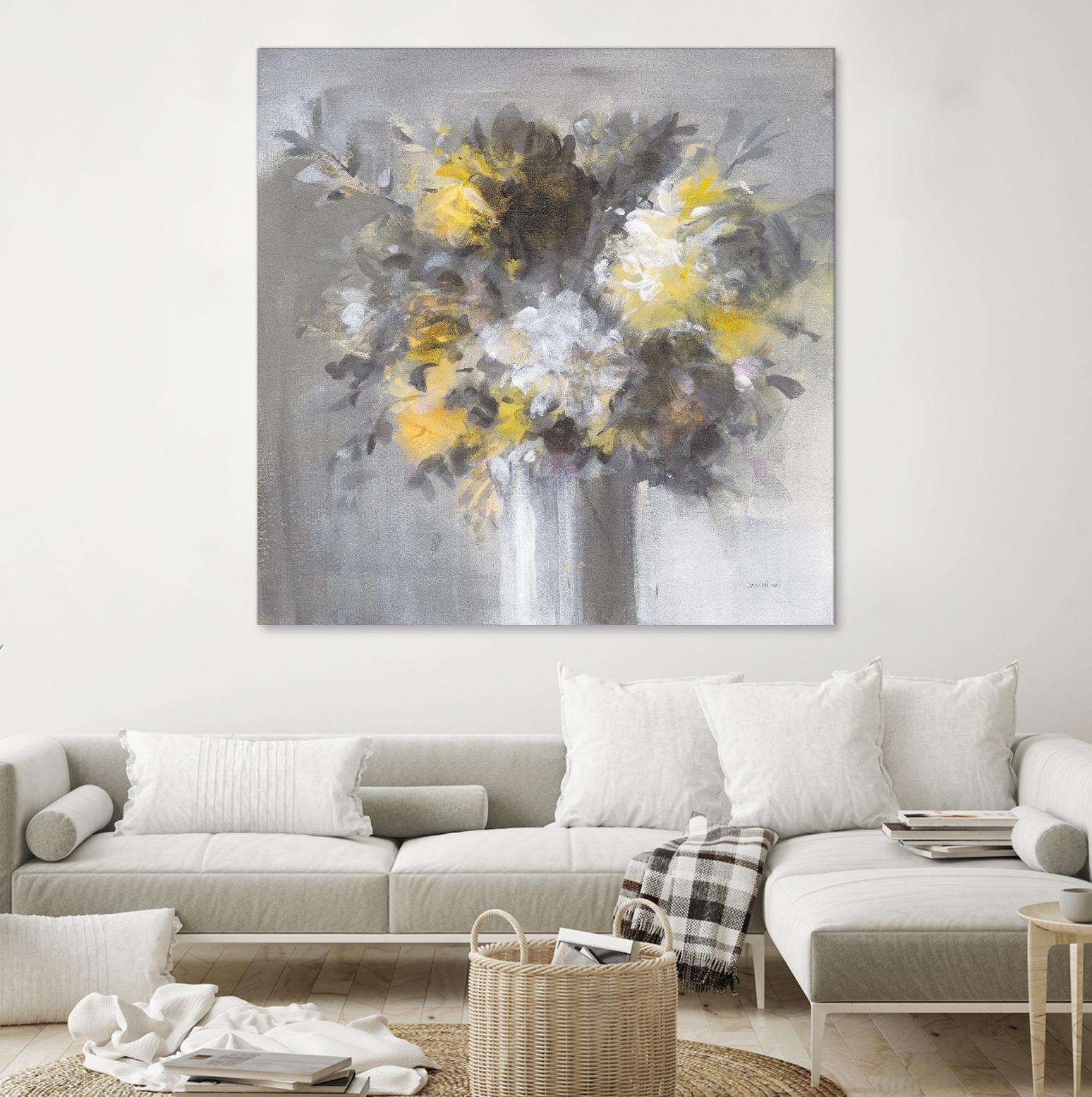 Weekend Bouquet Yellow Gray by Danhui Nai on GIANT ART - farmhouse brown